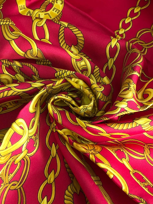 CELINE SILK Scarf Red Vintage mi4b8x