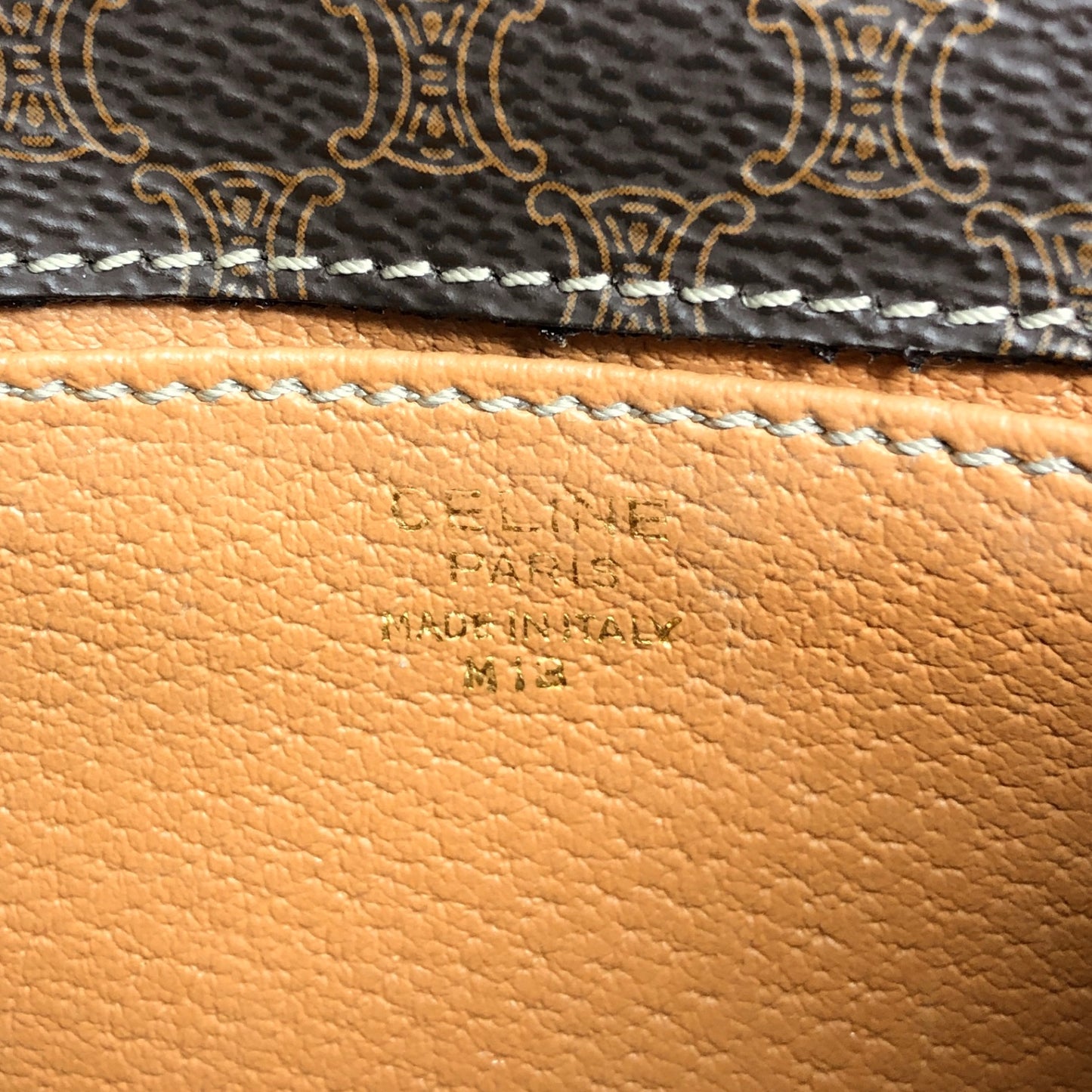 CELINE Macadam Gancini Two-way Handbag Shoulder bag Brown Vintage sasmug
