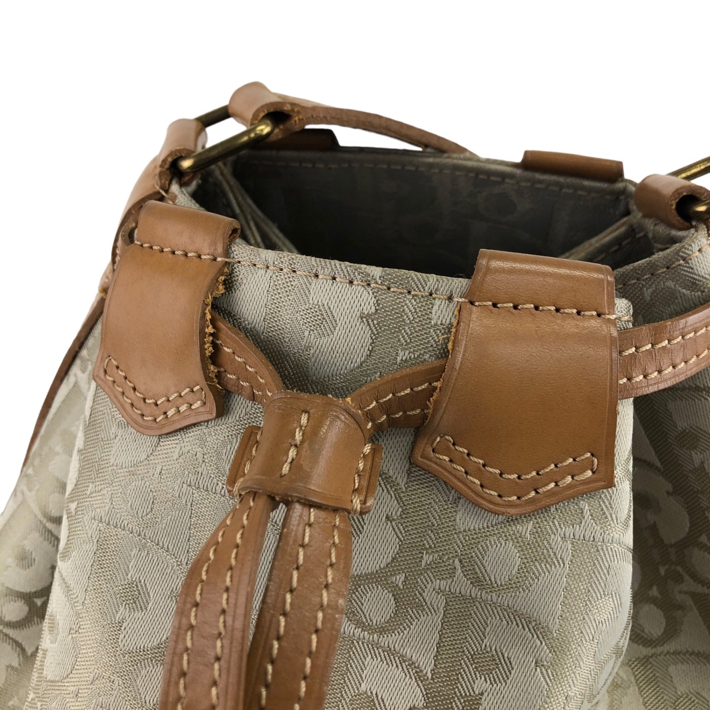 Christian Dior Trotter 抽繩單肩包 米色 復古 hcjcsd