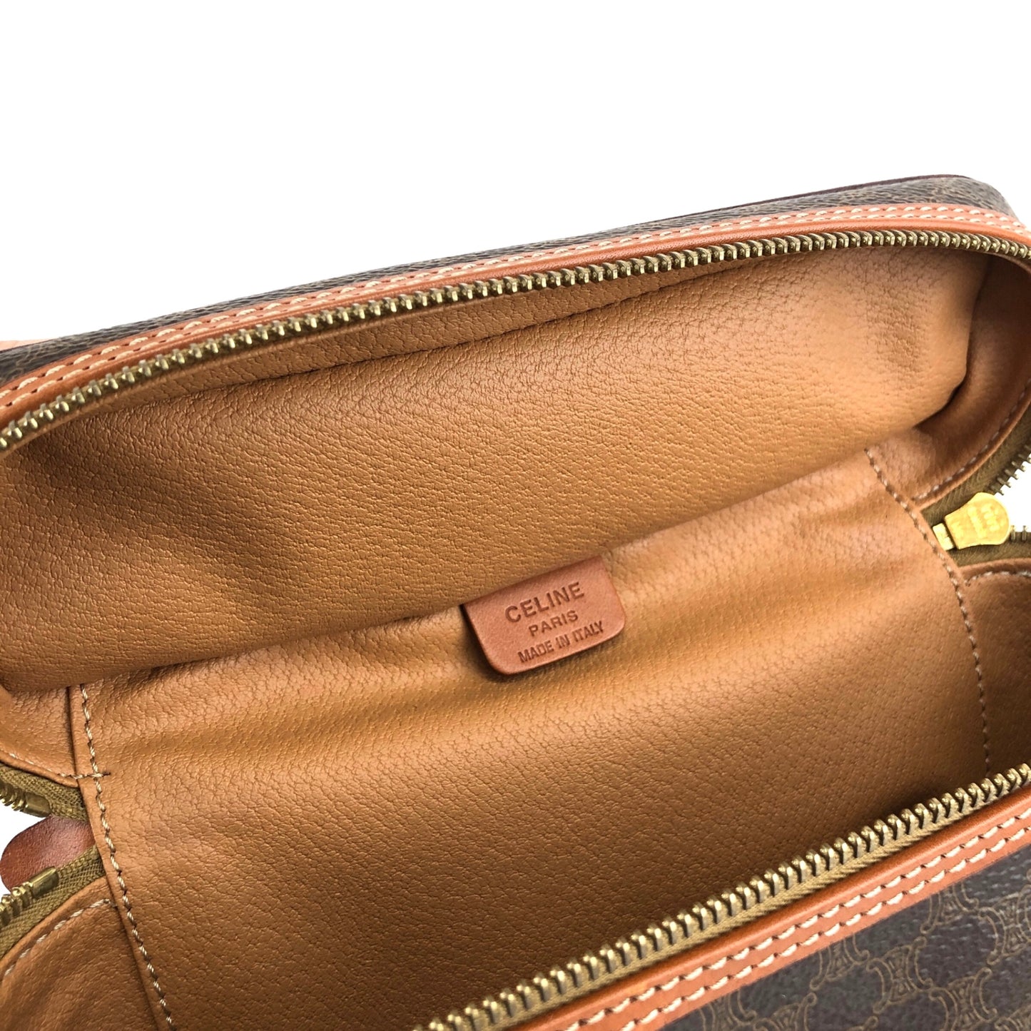 CELINE Macadam Blason Handbag Vanity bag Brown Vintage vekvc3