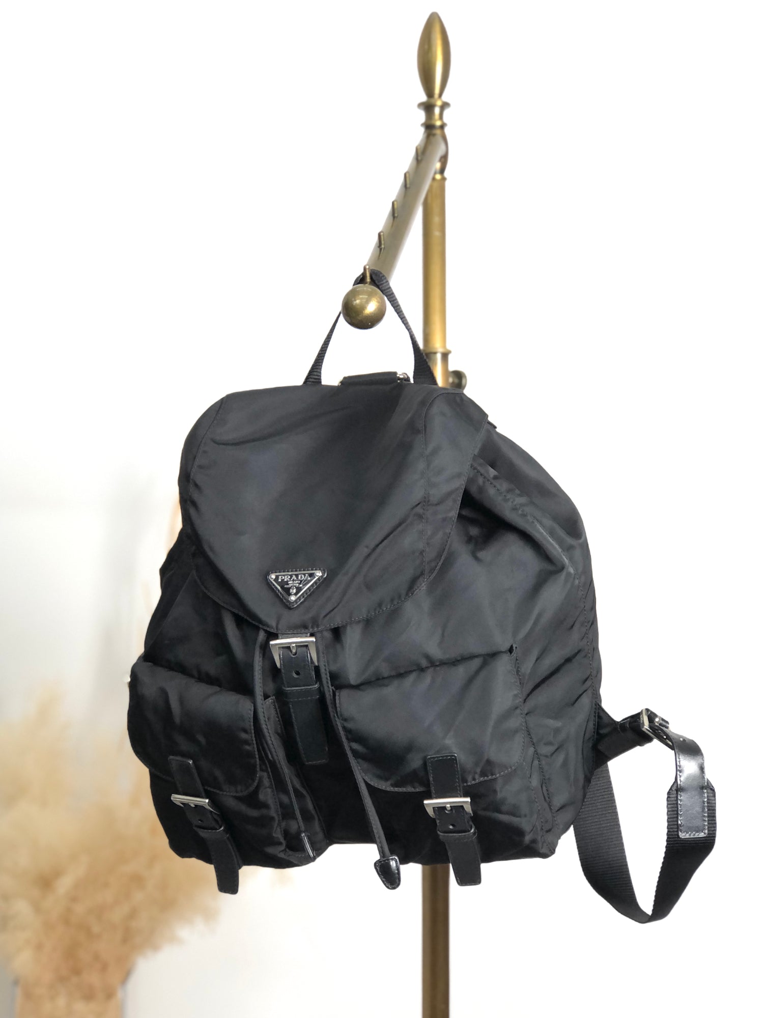 Prada Nylon Tessuto Triangle Logo Backpack Black Prada Tessuto Nylon Enameled Metal Triangle Backpack - Black  main image 2