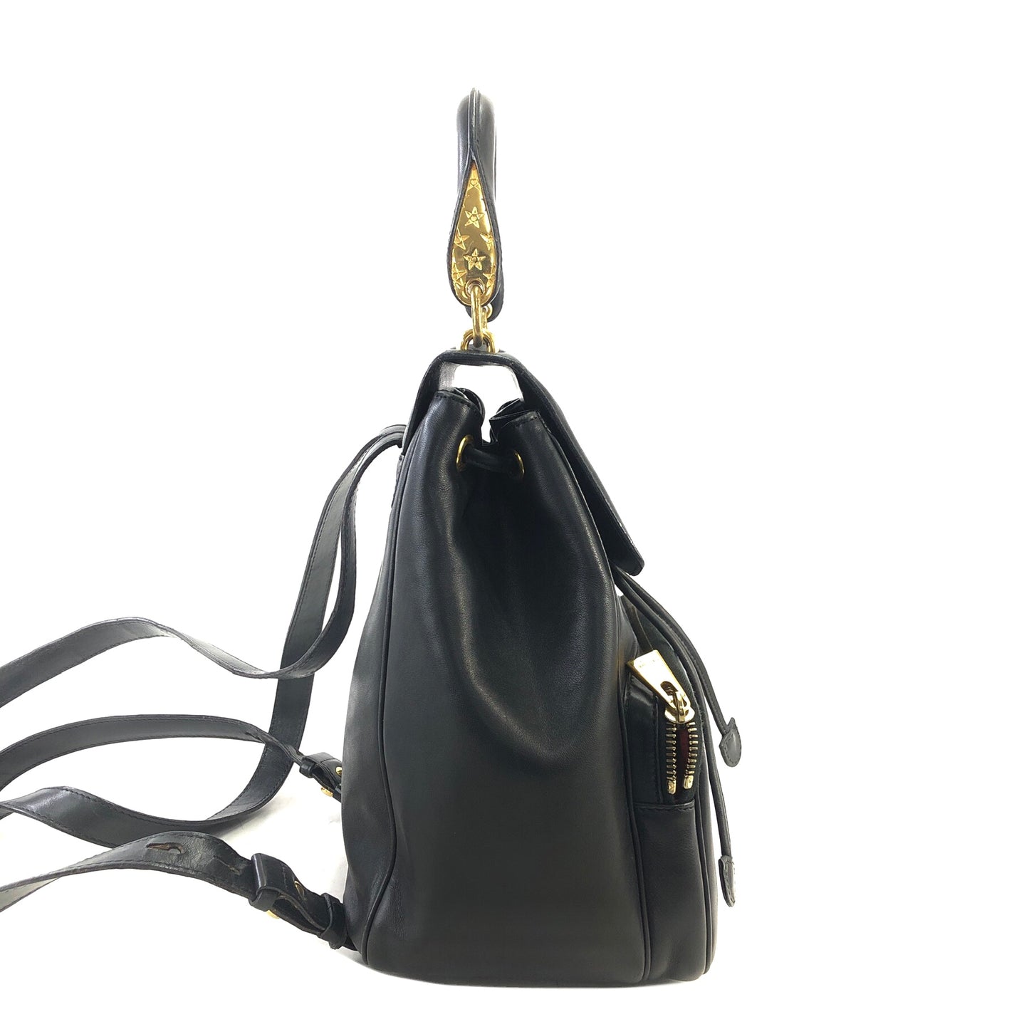 CELINE Starball Logo Leather Backpack Black Vintage jn25uf