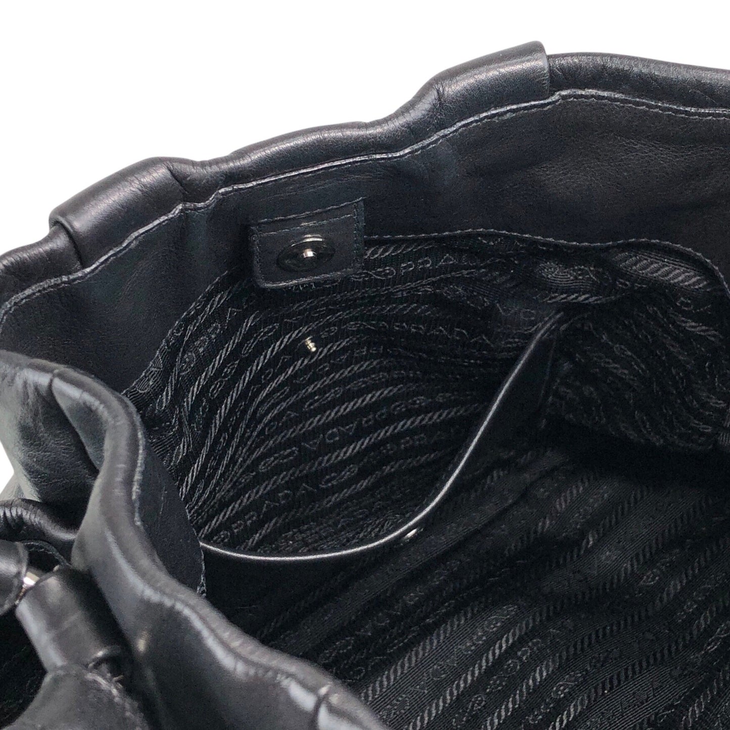 PRADA Logo Shoulder bag Hobobag Black Vintage pbitjd