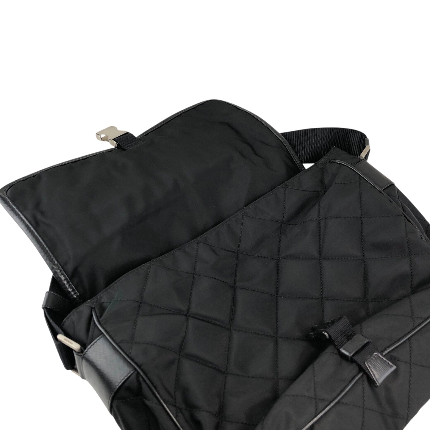 PRADA Tessuto Triangle Logo Shoulder bag Black Vintage g5c3is