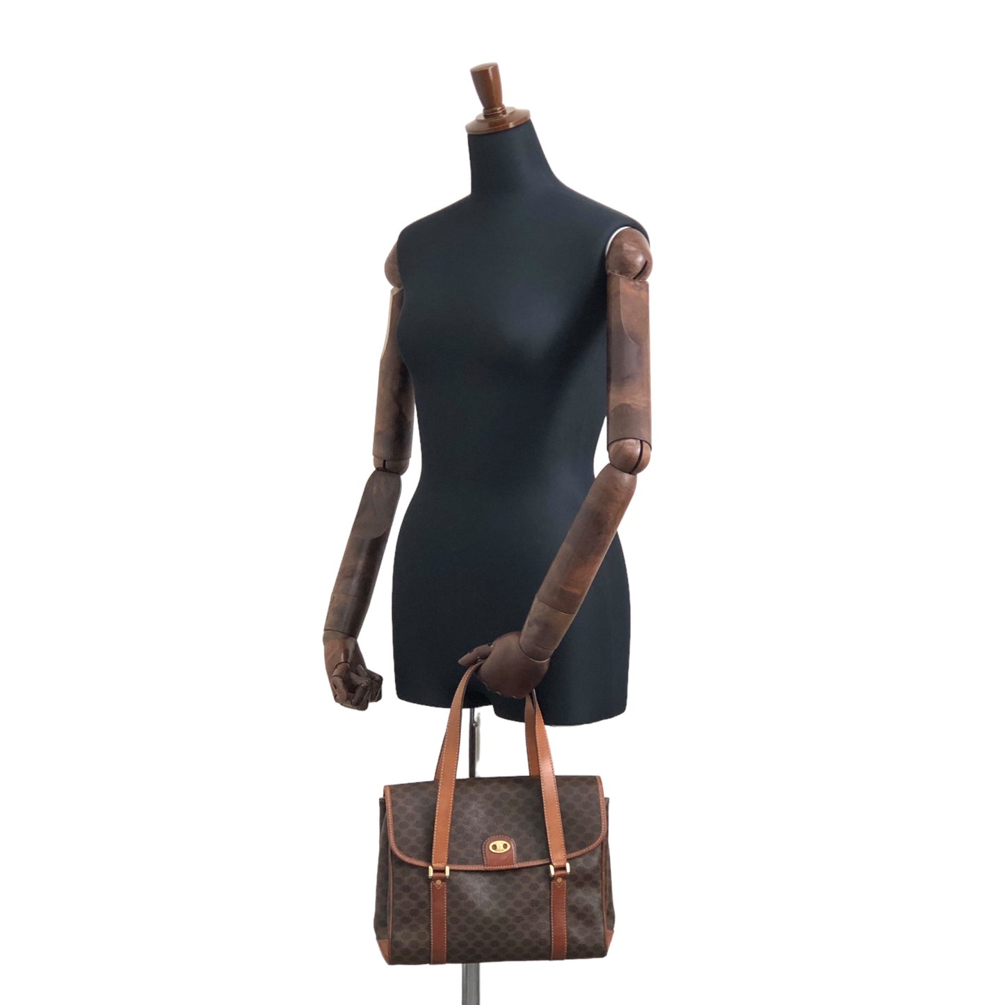 CELINE Macadam Blason Handbag Brown Vintage dty8ce