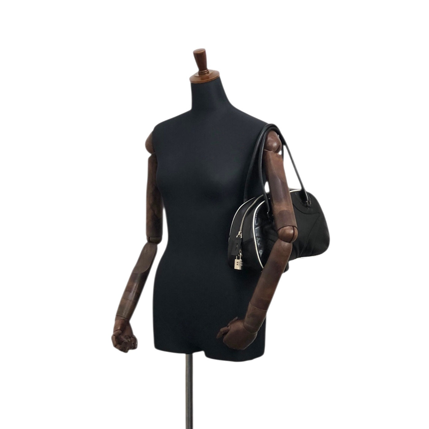 PRADA Padlock Small Boston bag Handbag Black Vintage vcg8wk