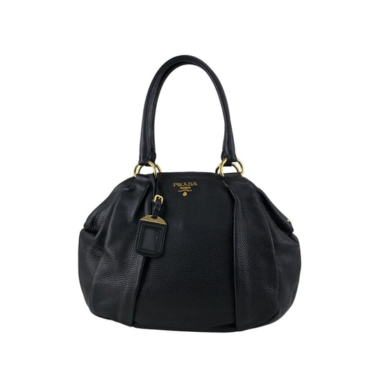 PRADA Logo Handbag Totebag Black Vintage 7zspmn