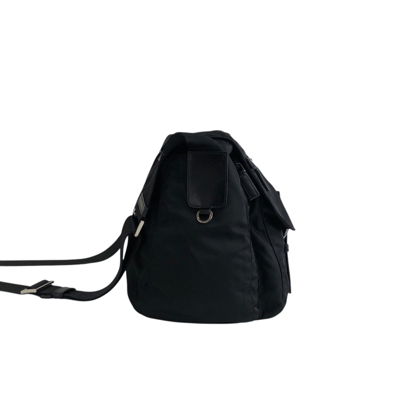 PRADA Triangle Logo Shoulder bag Black Vintage hyx77k