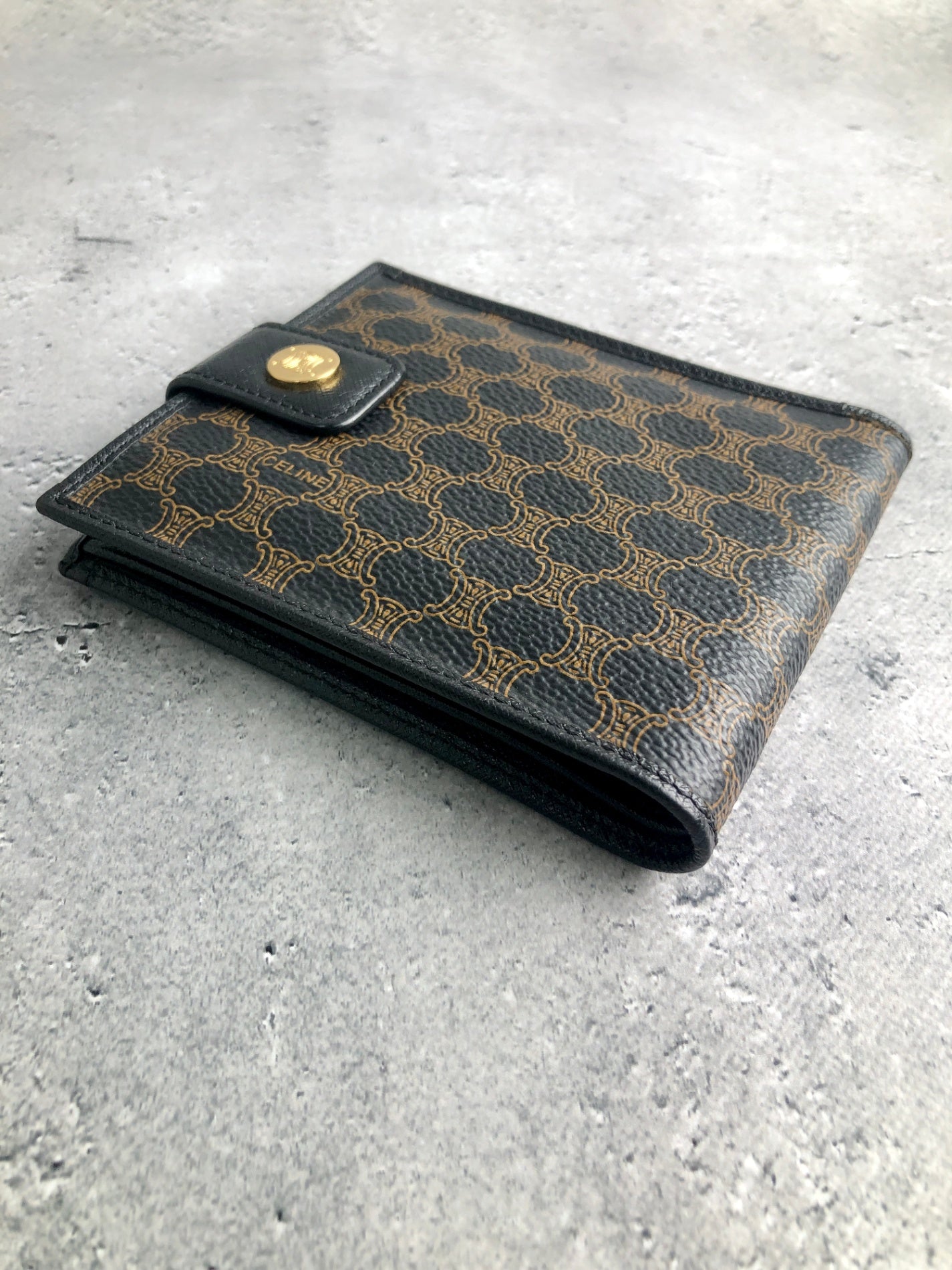 CELINE Macadam Blason 折疊皮夾 黑色復古 y827bx