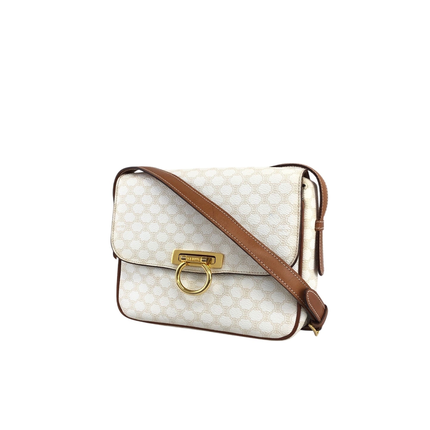CELINE Macadam Gancini Shoulder bag White Vintage w4jb3k