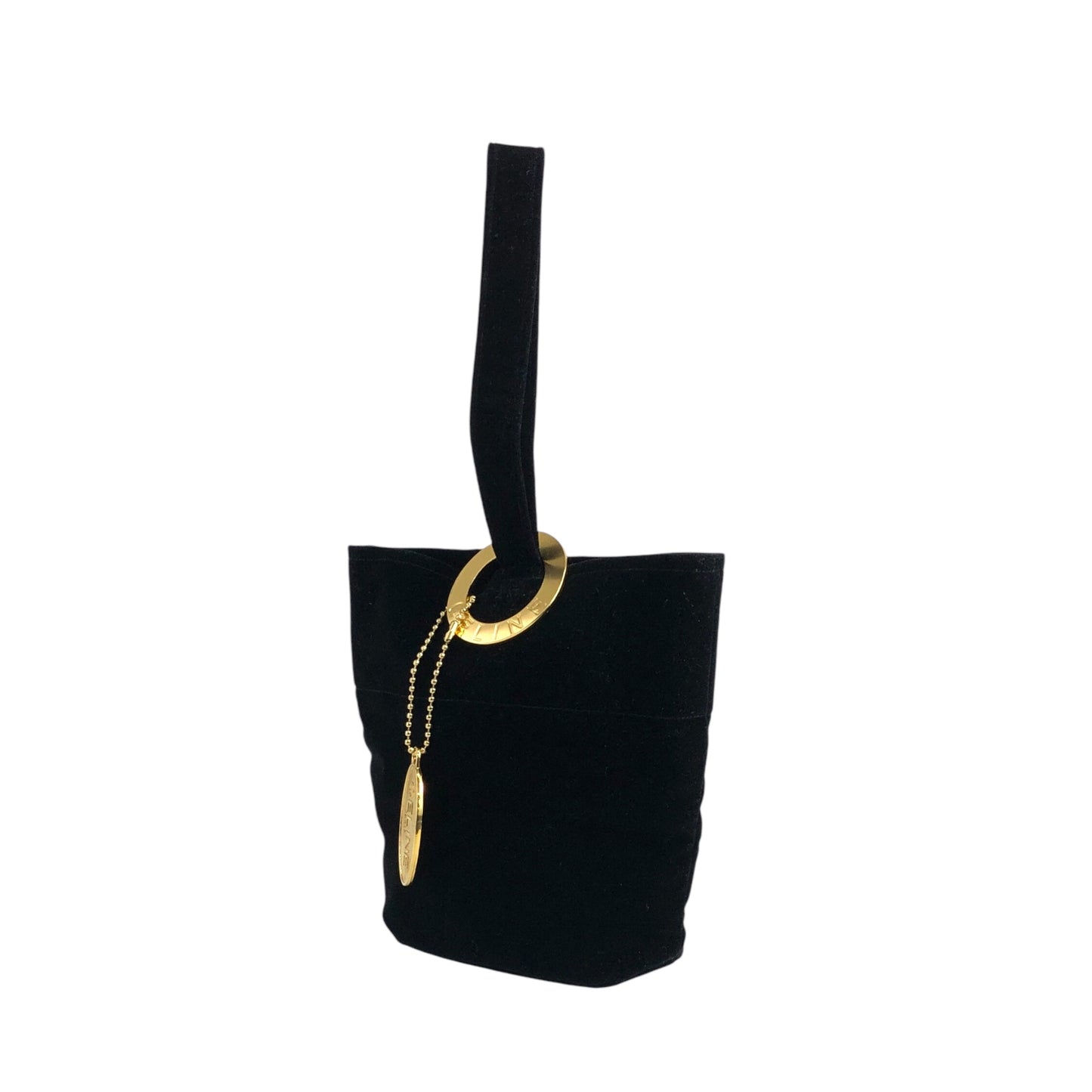 CELINE Circle Logo Handbag Black Vintage 5jdm58