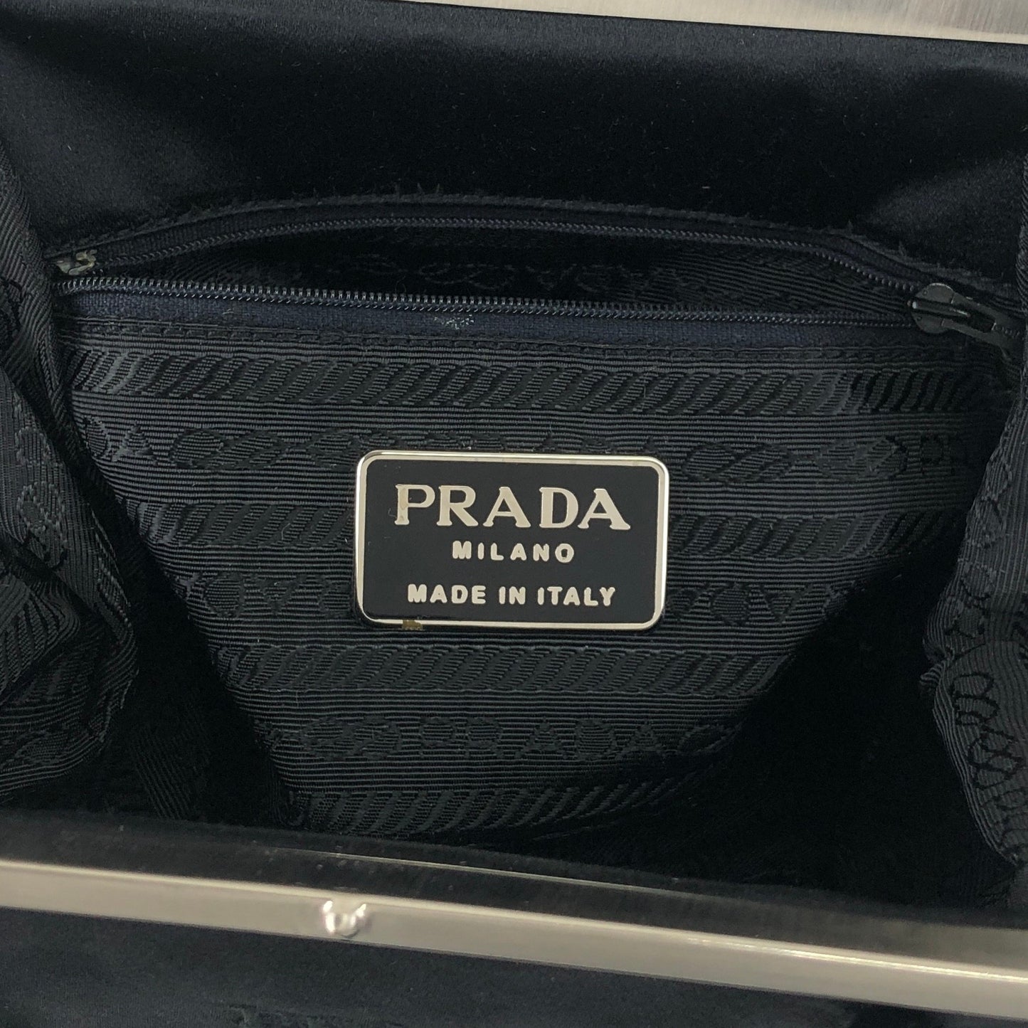 PRADA Logo Metal Clasp Small Handbag Black Vintage sh35vg