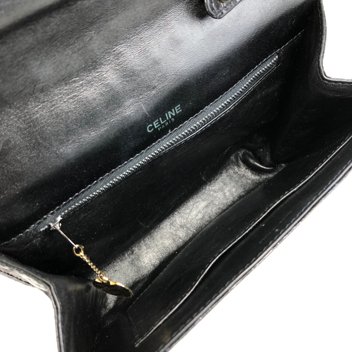 CELINE Triomphe Shoulder bag Black Vintage pedgvn