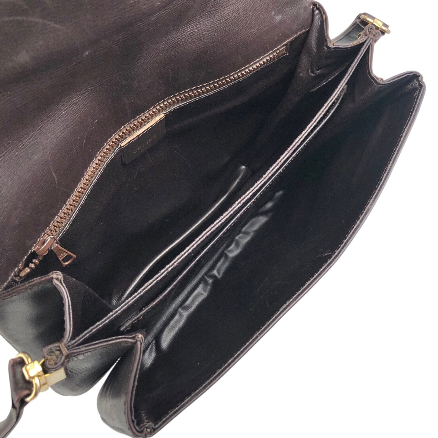 CELINE Logo Shoulder bag Brown Vintage wj4pws