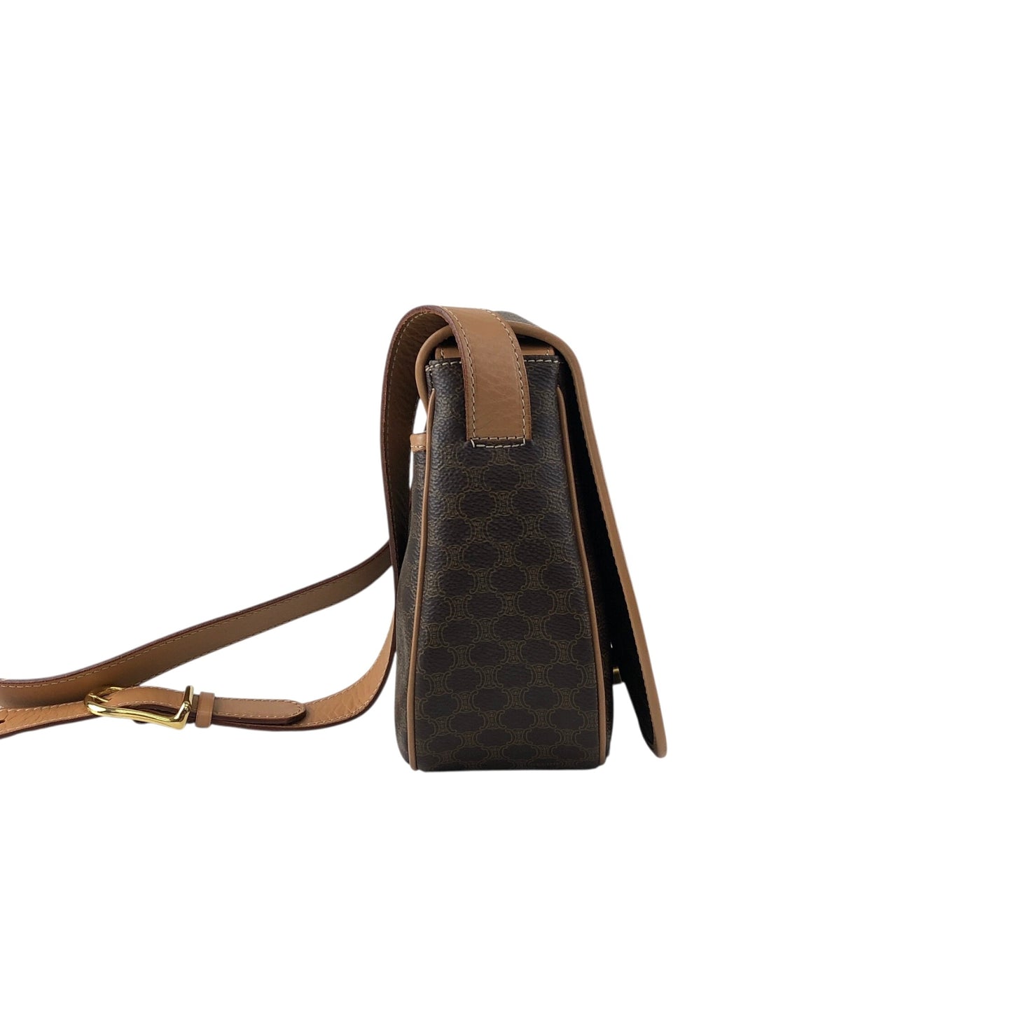 CELINE Macadam Blason Flap Shoulder bag Brown Vintage kbjacj