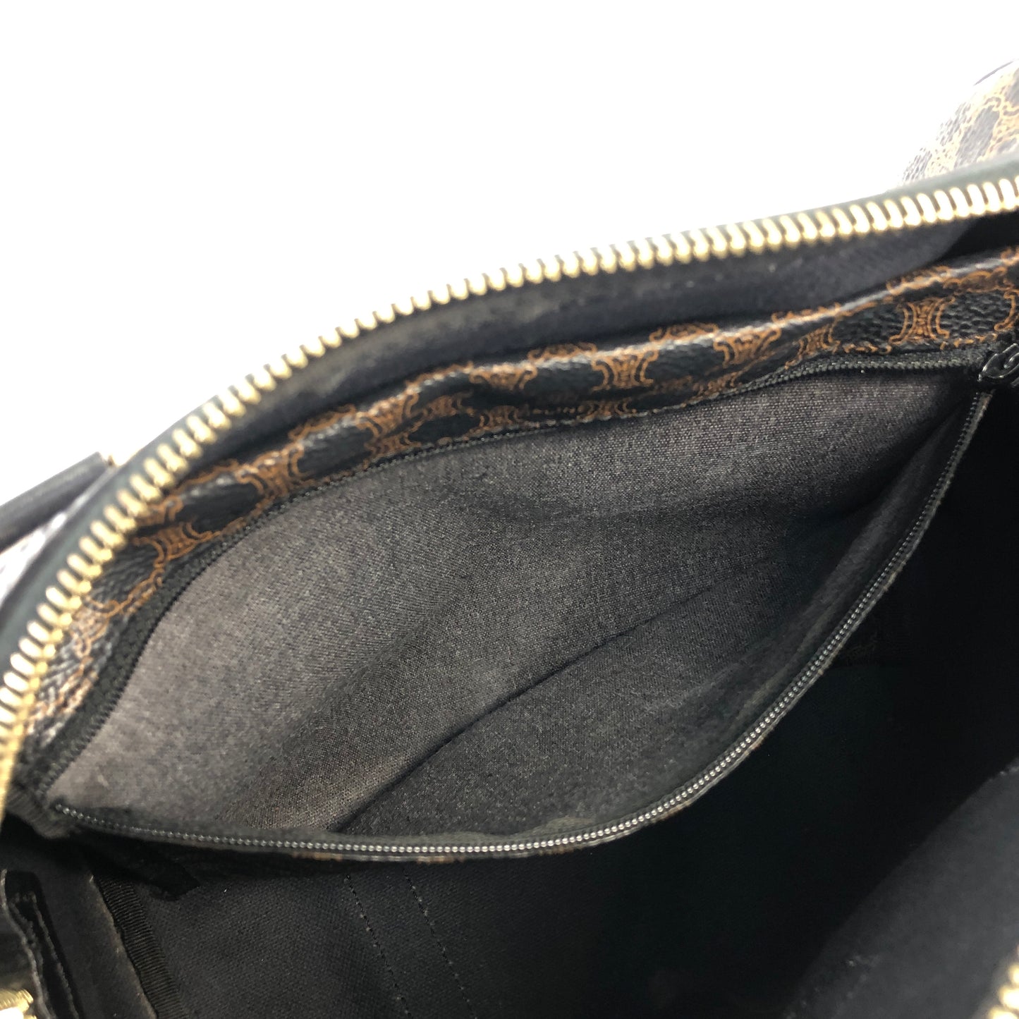 CELINE Macadam Blason Two-way Handbag Shoulder bag Boston bag Black Vintage kx4b84