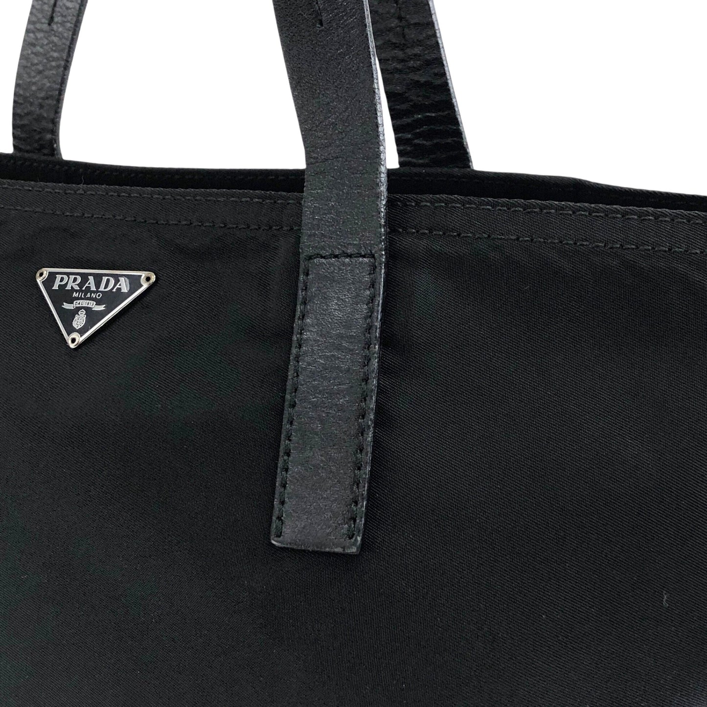 PRADA Tessuto Triangle Logo Handbag Black Vintage 5ujtgr
