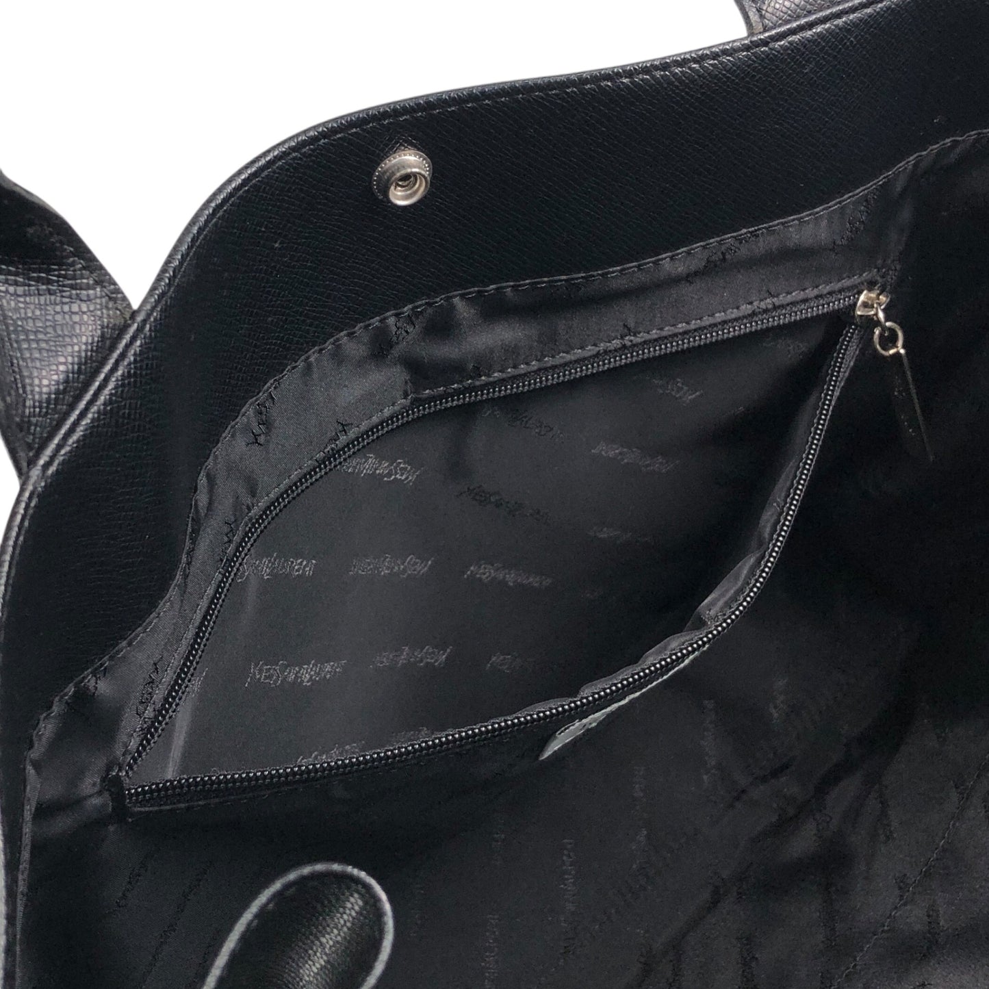 Yves Saint Laurent Logo Handbag Black Vintage 7pcndx