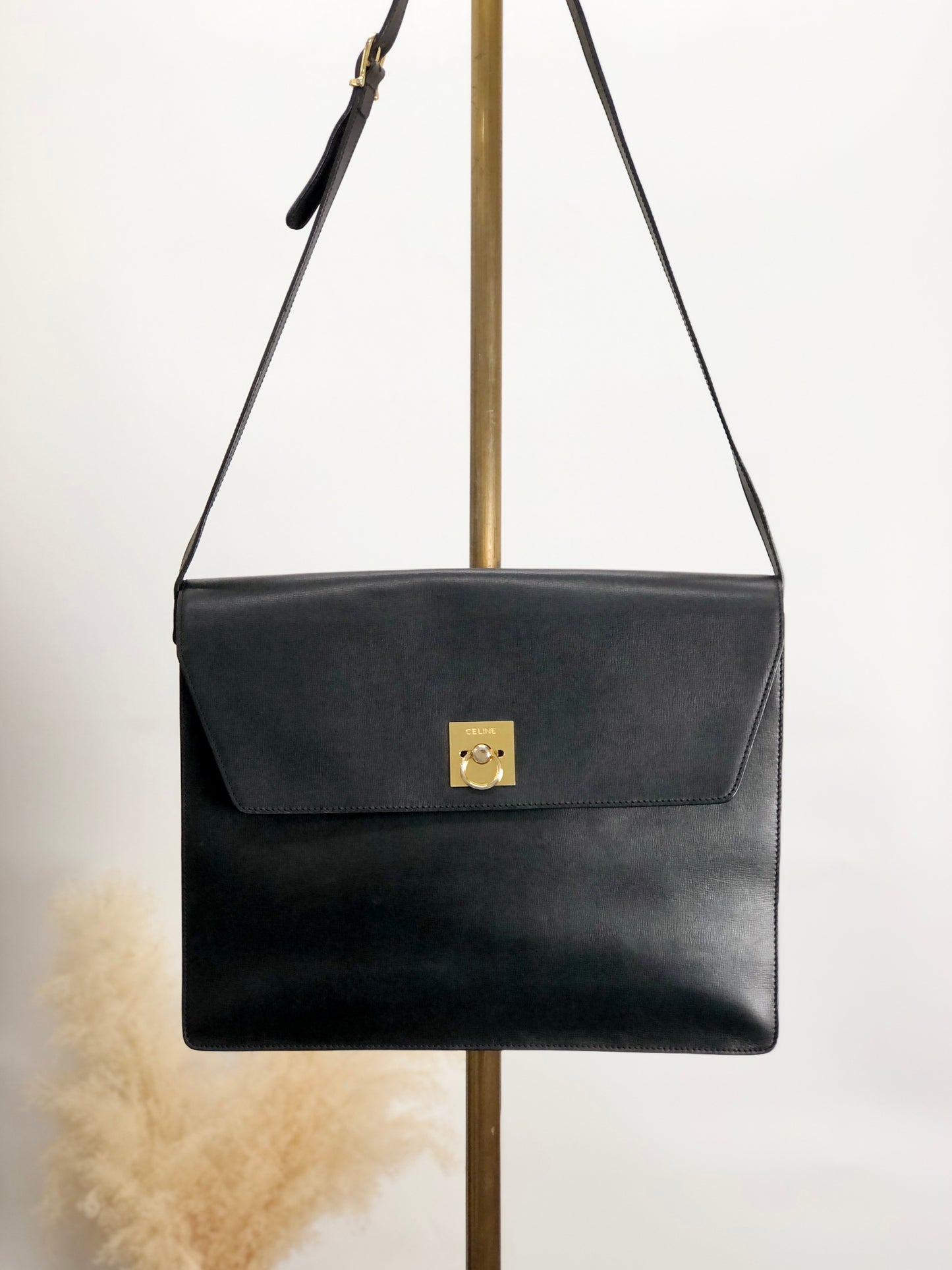 CELINE Gancini Shoulder bag Black Vintage 5p7kss