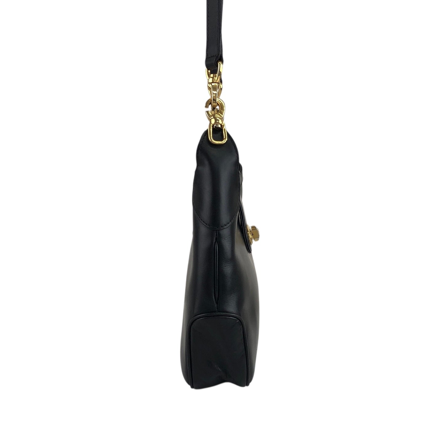 CELINE Blason Turn Lock Shoulder bag Black Vintage rpzpkc