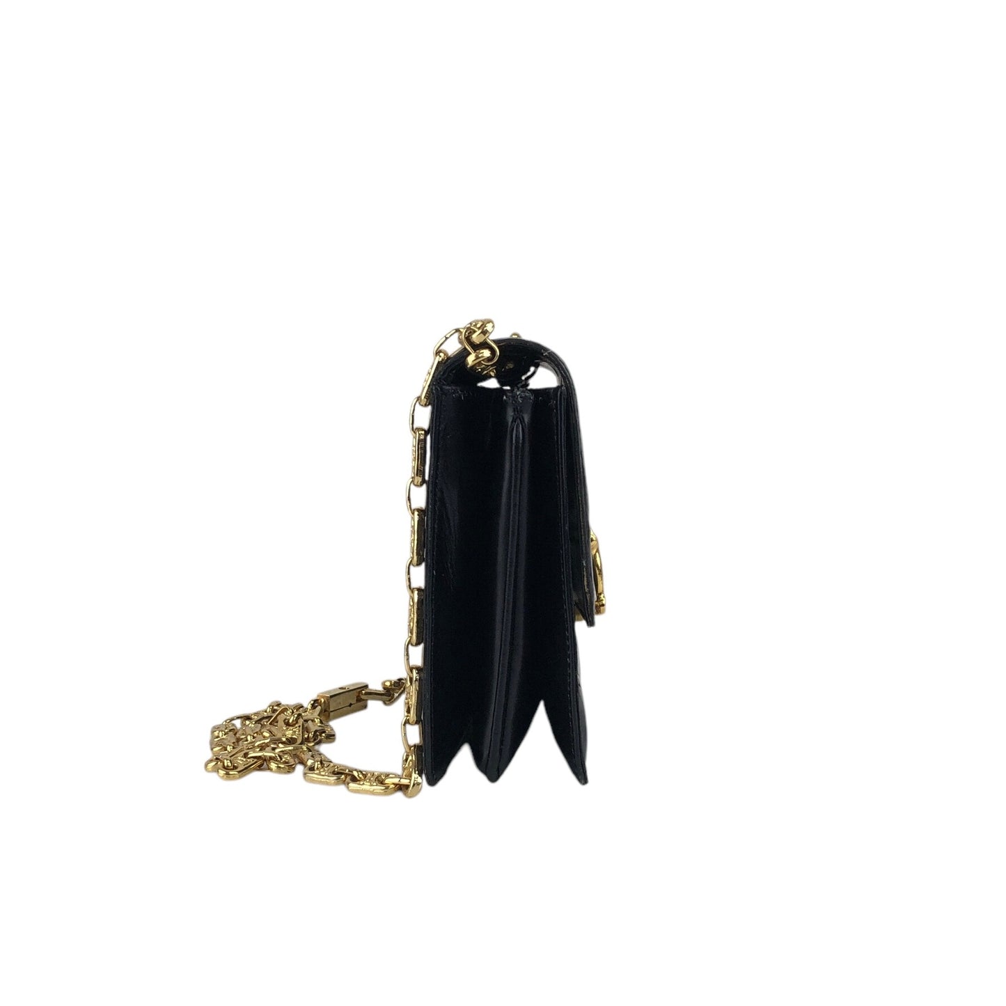 CELINE Horse Bit Chain Shoulder bag Black Vintage pu7w2k