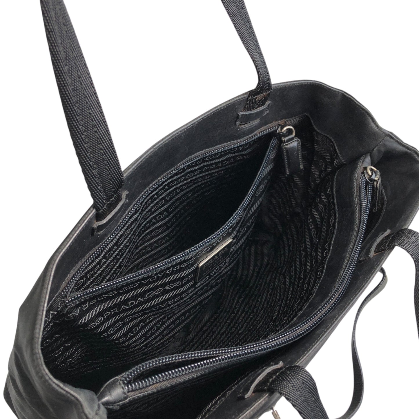 PRADA Tessuto Triangle Logo Totebag Black Vintage 885ief