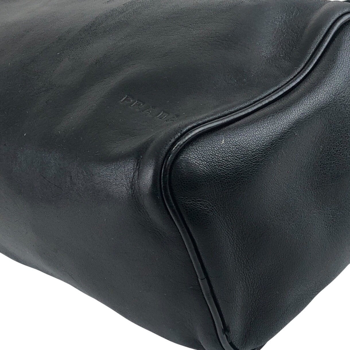 PRADA Logo Embossed Handbag Black Vintage fu6tga