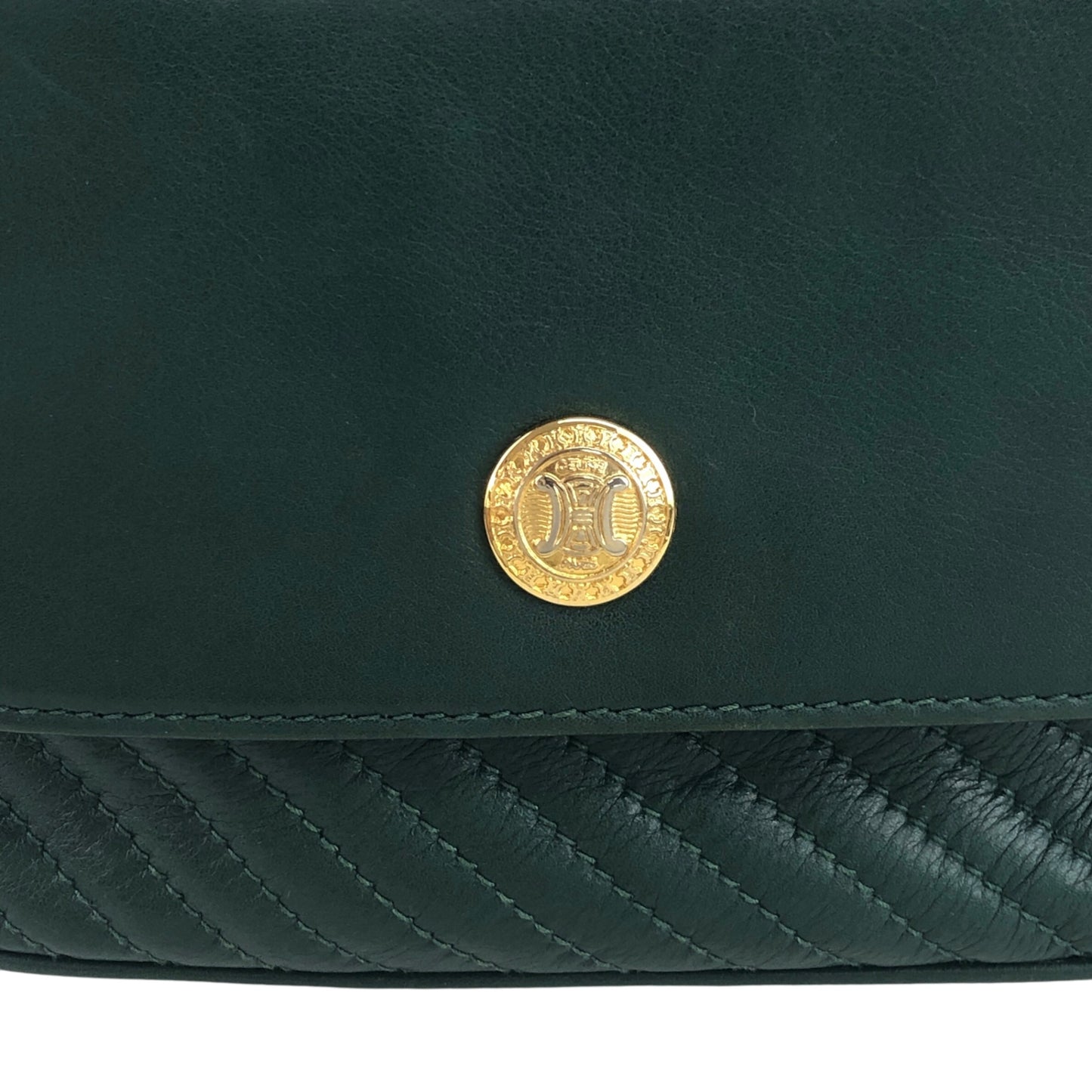 CELINE Triomphe Chain Shoulder bag Green Vintage tbw8uj