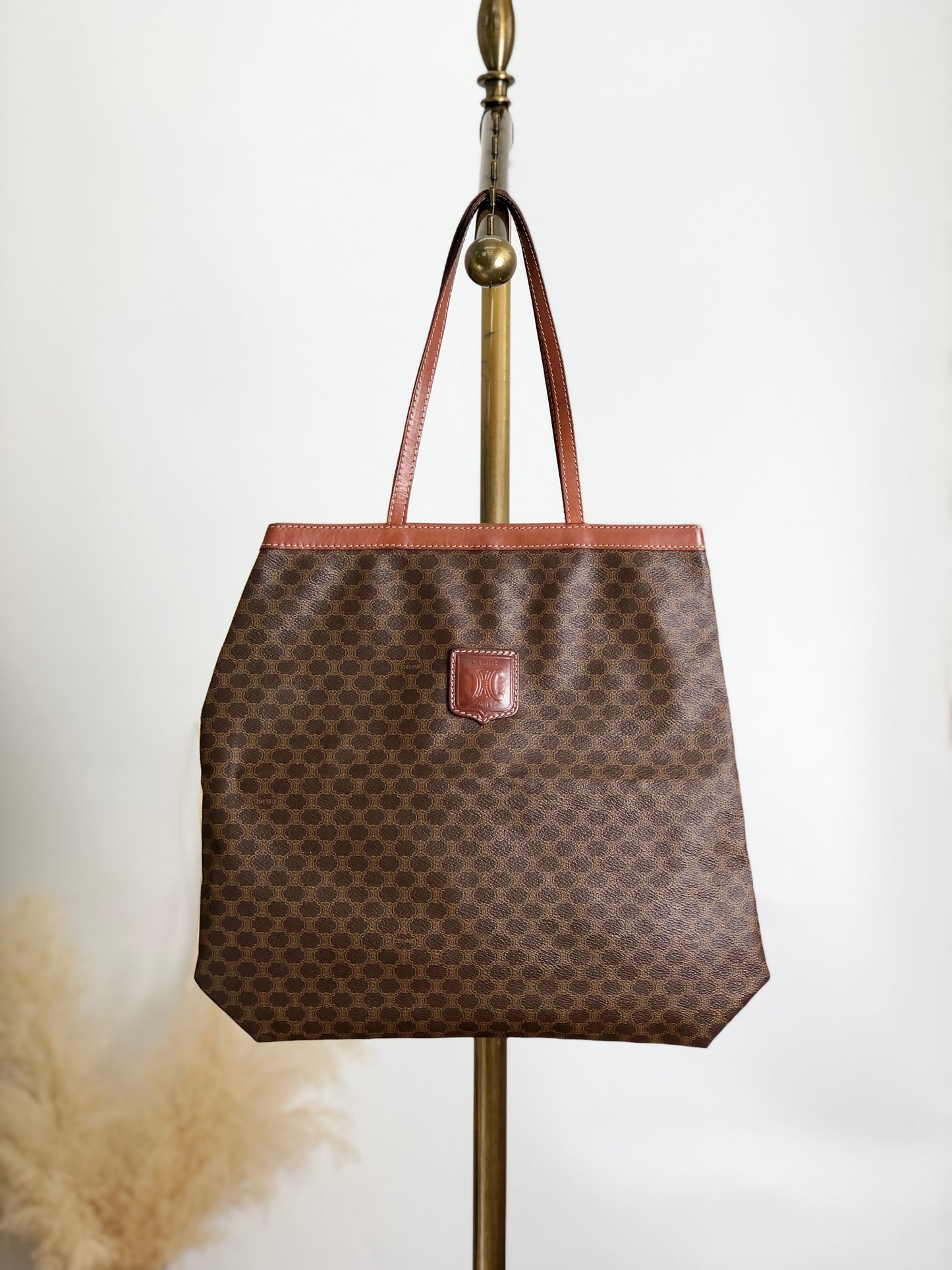 CELINE Macadam Blason Shoulder bag Totebag Brown Vintage 5ivy2t