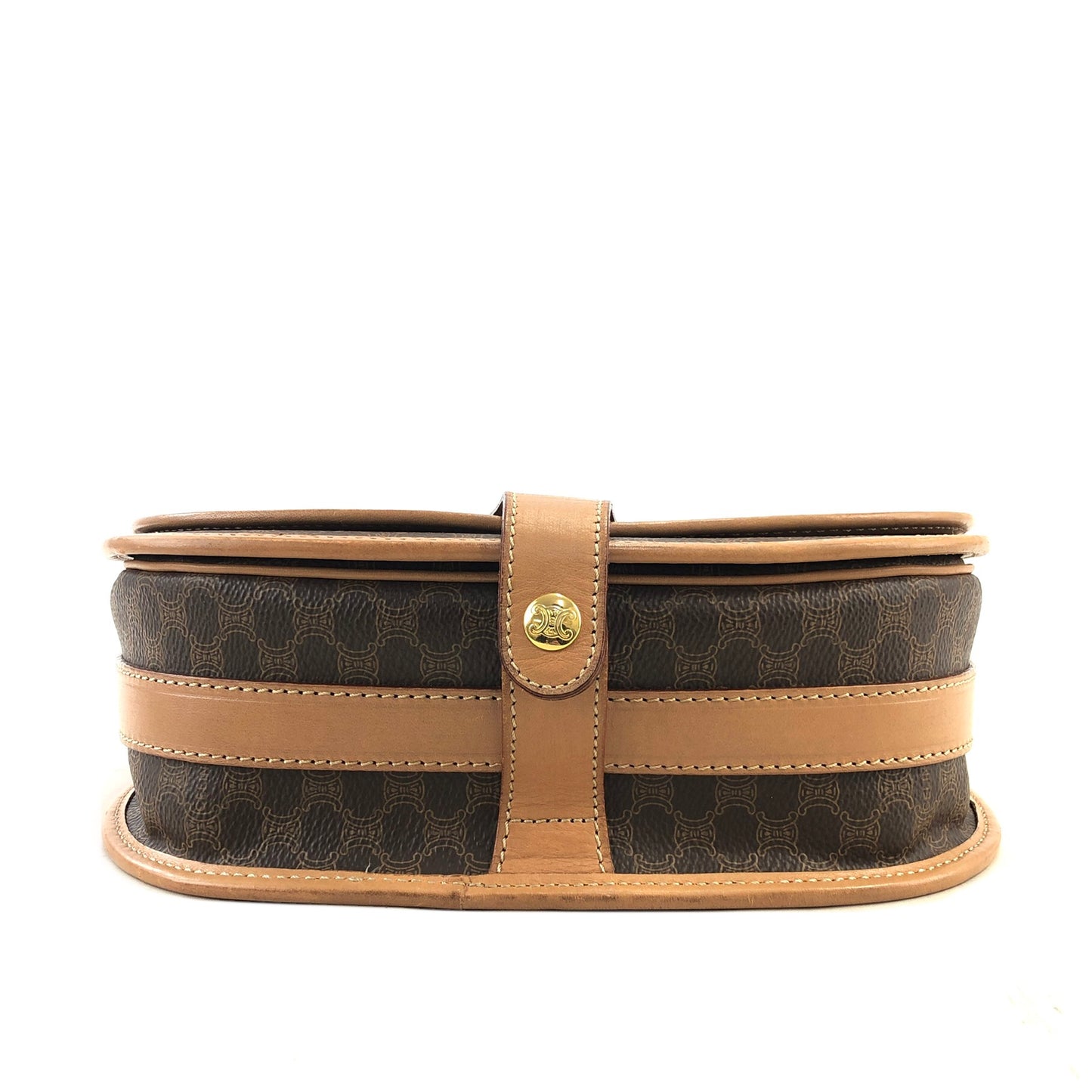 CELINE Macadam Blason Flap Shoulder bag Round bag Brown Vintage s34ak3