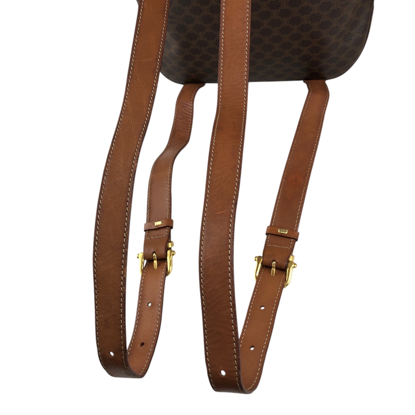 CELINE Macadam Front Buckle Backpack Brown Vintage 6yeab5