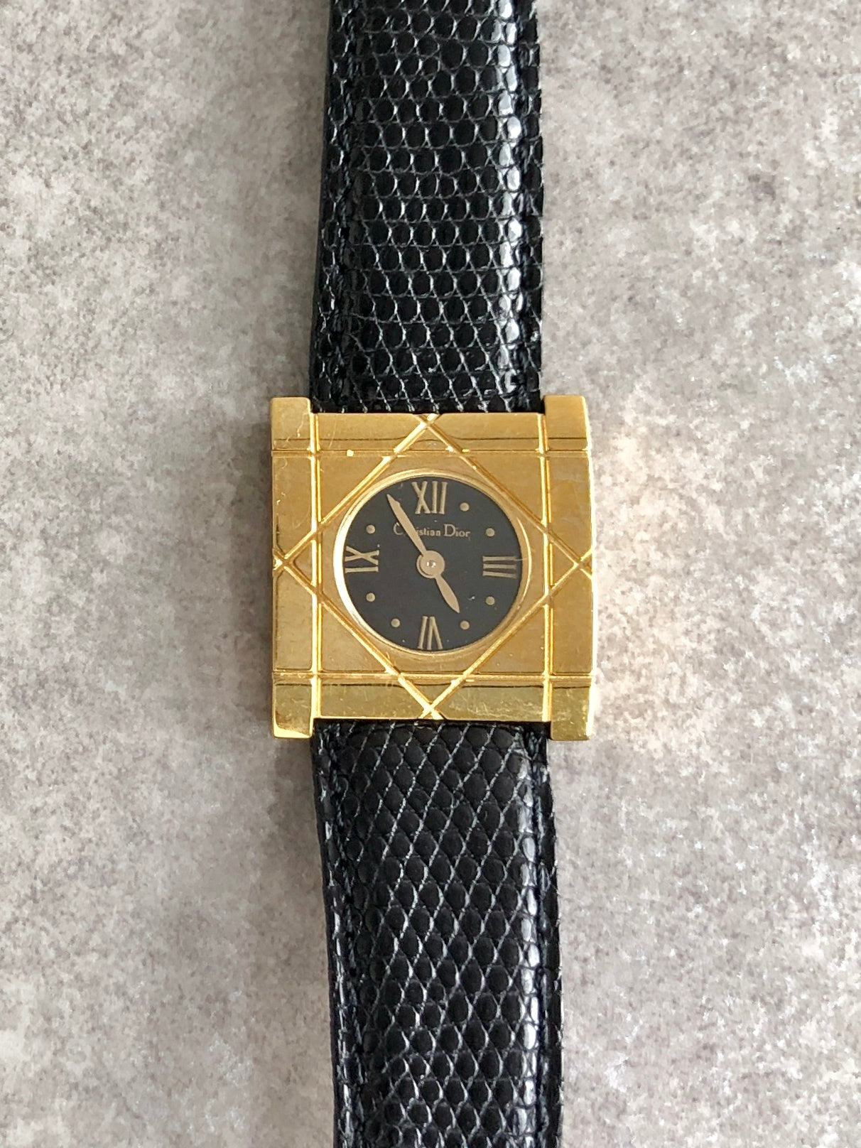 Christian Dior Cannage Quartz Watch Black d82-150 Vintage jbaiuk