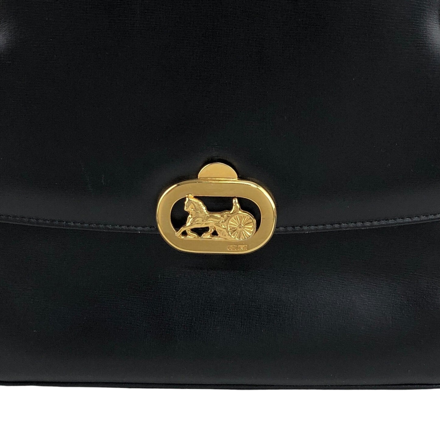 CELINE Horse Carriage Shoulder bag Black Vintage s2znbb
