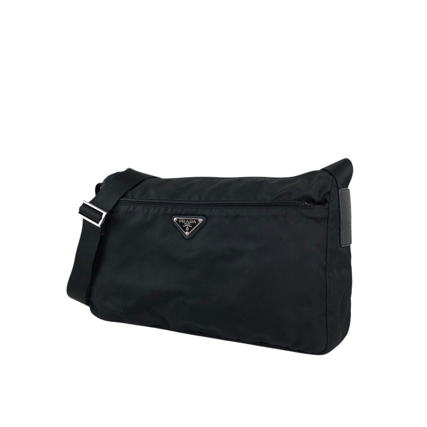 PRADA Triangle Logo Shoulder bag Black Vintage ik68if