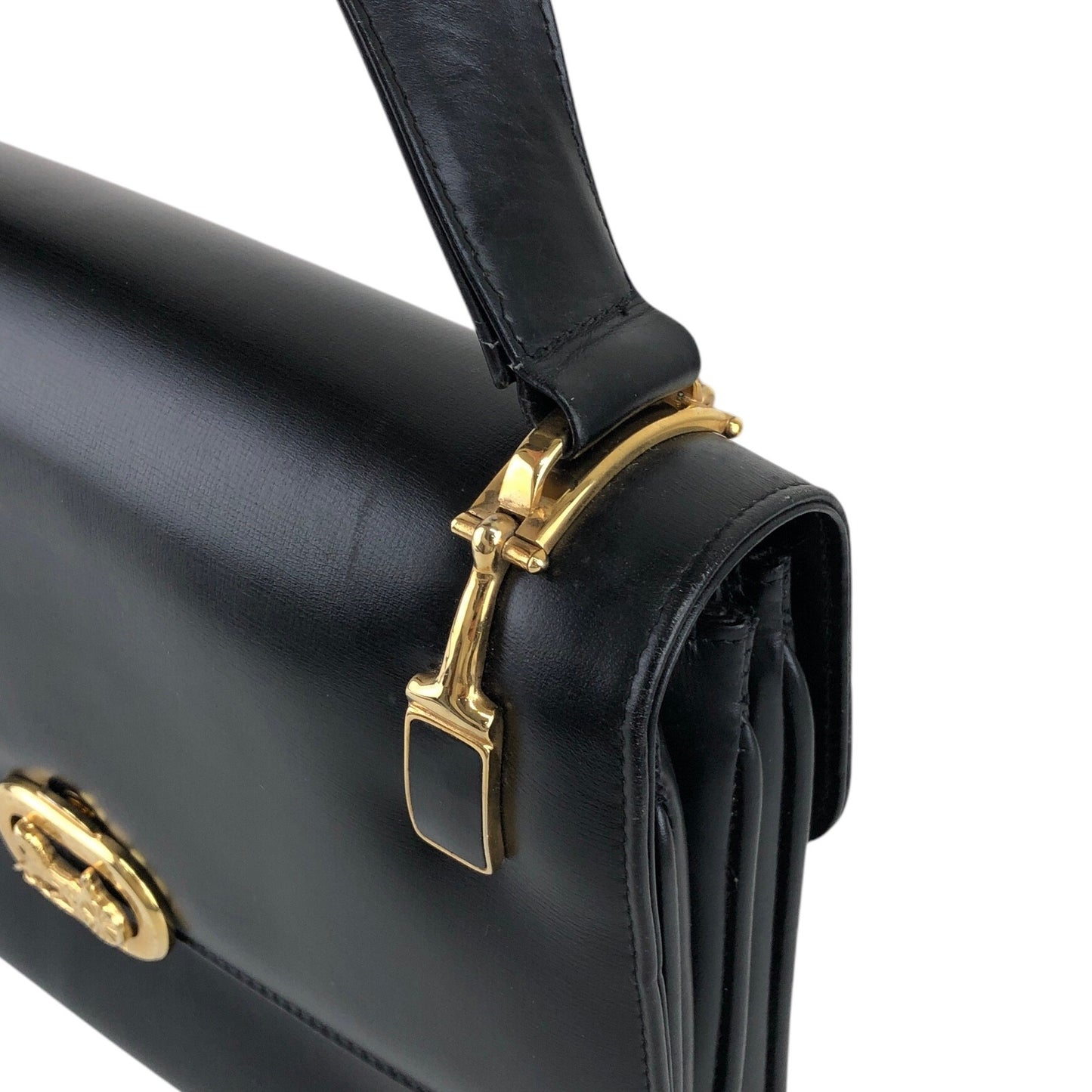 CELINE Horse Carriage Shoulder bag Black Vintage s2znbb