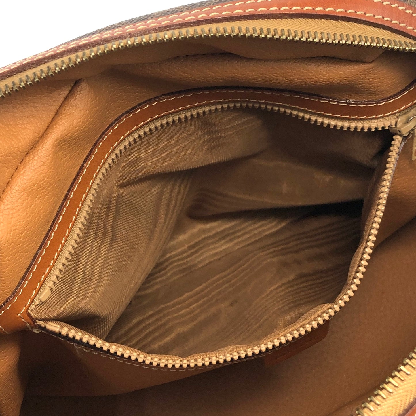 CELINE Macadam Blason Half Round Handbag Brown Vintage kdbz26