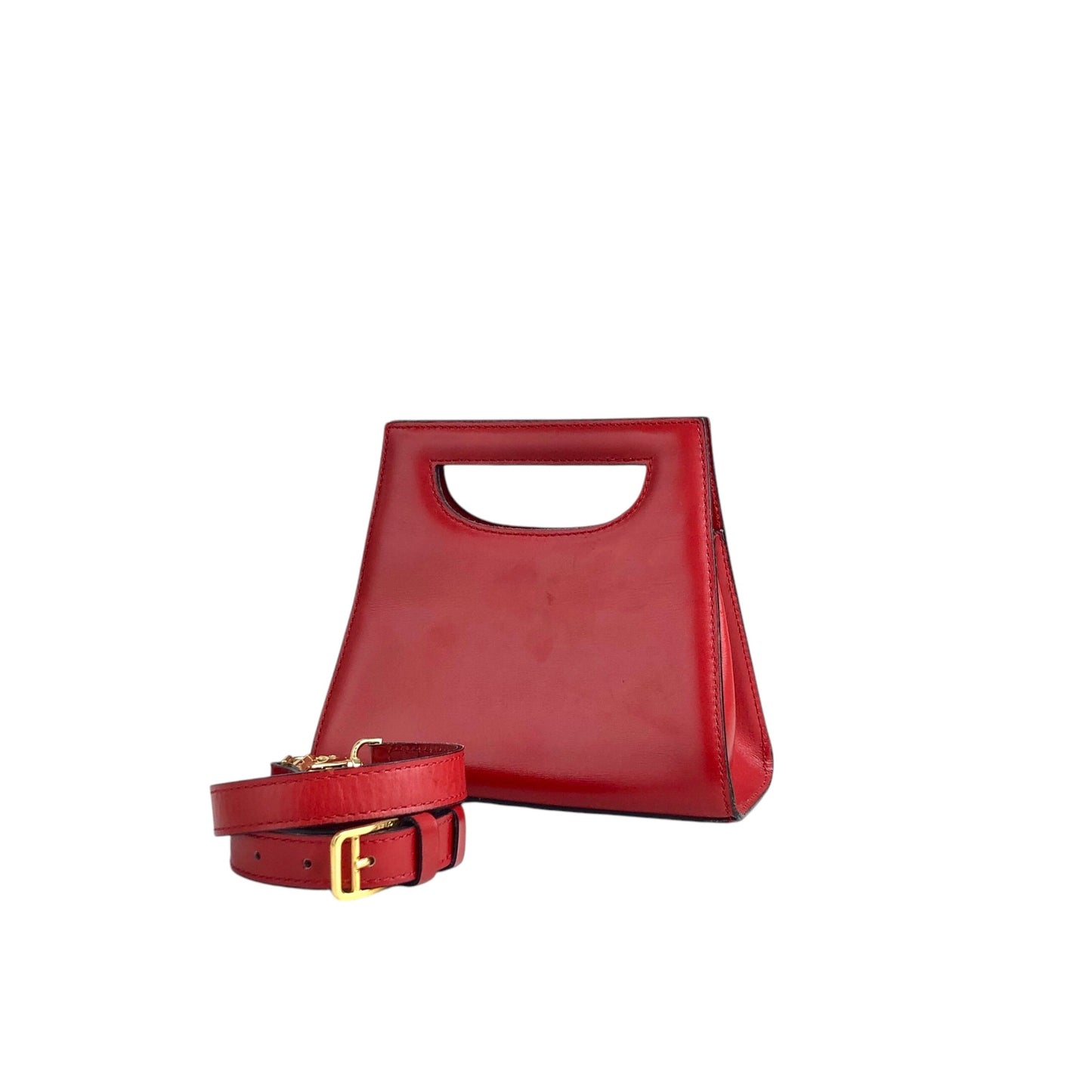 CELINE Two-way Handbag Shoulder bag Red Vintage 23vmug