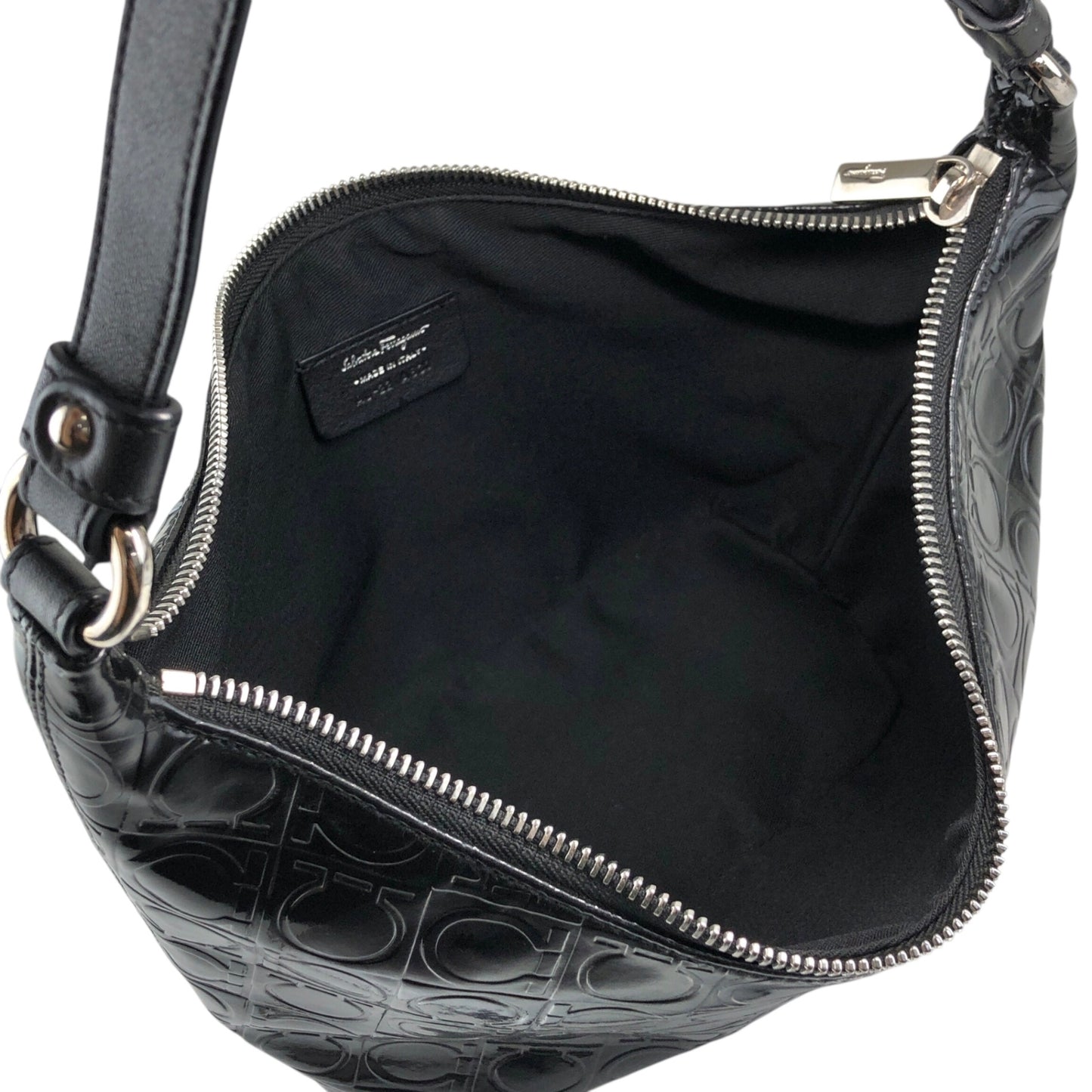 Salvatore Ferragamo Gancini Handbag Black Vintage 46khvf