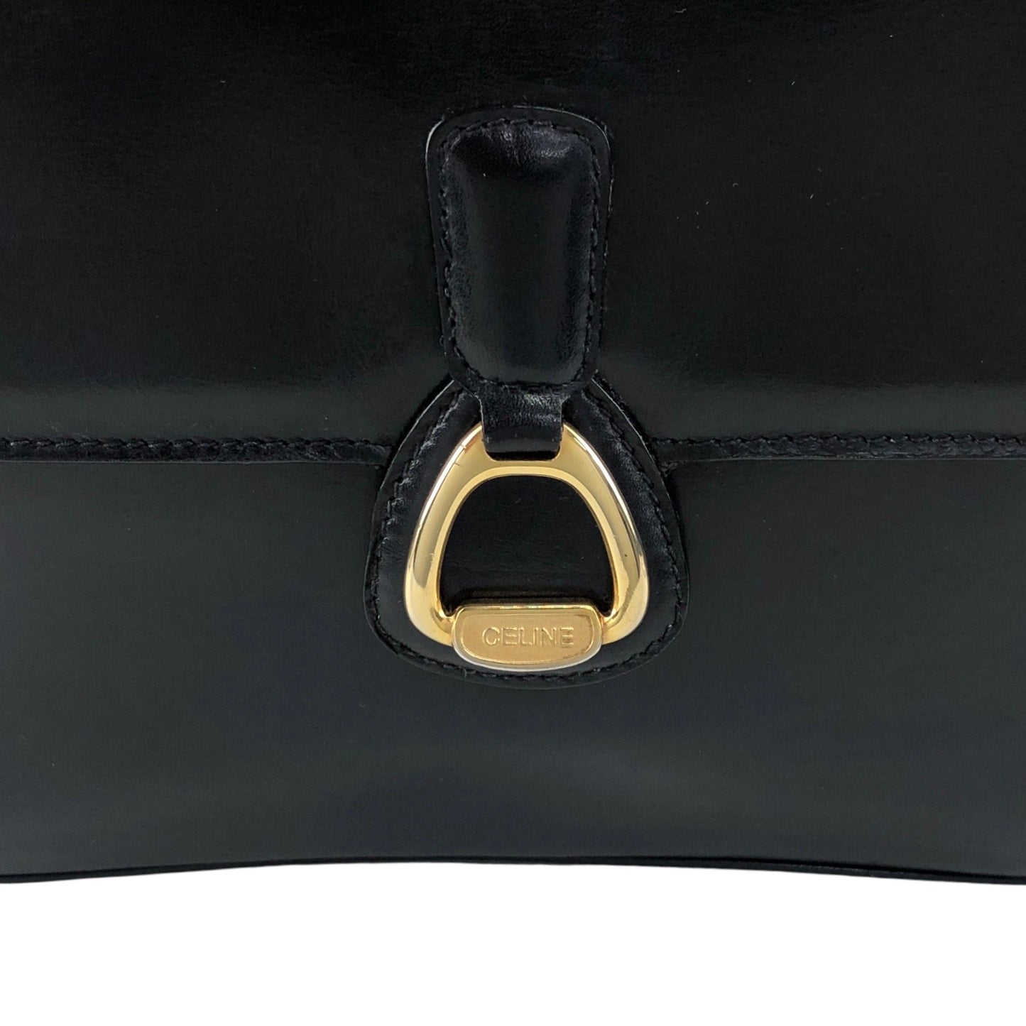 CELINE Horse Bit Crossbody Shoulder bag Black Vintage pv63af