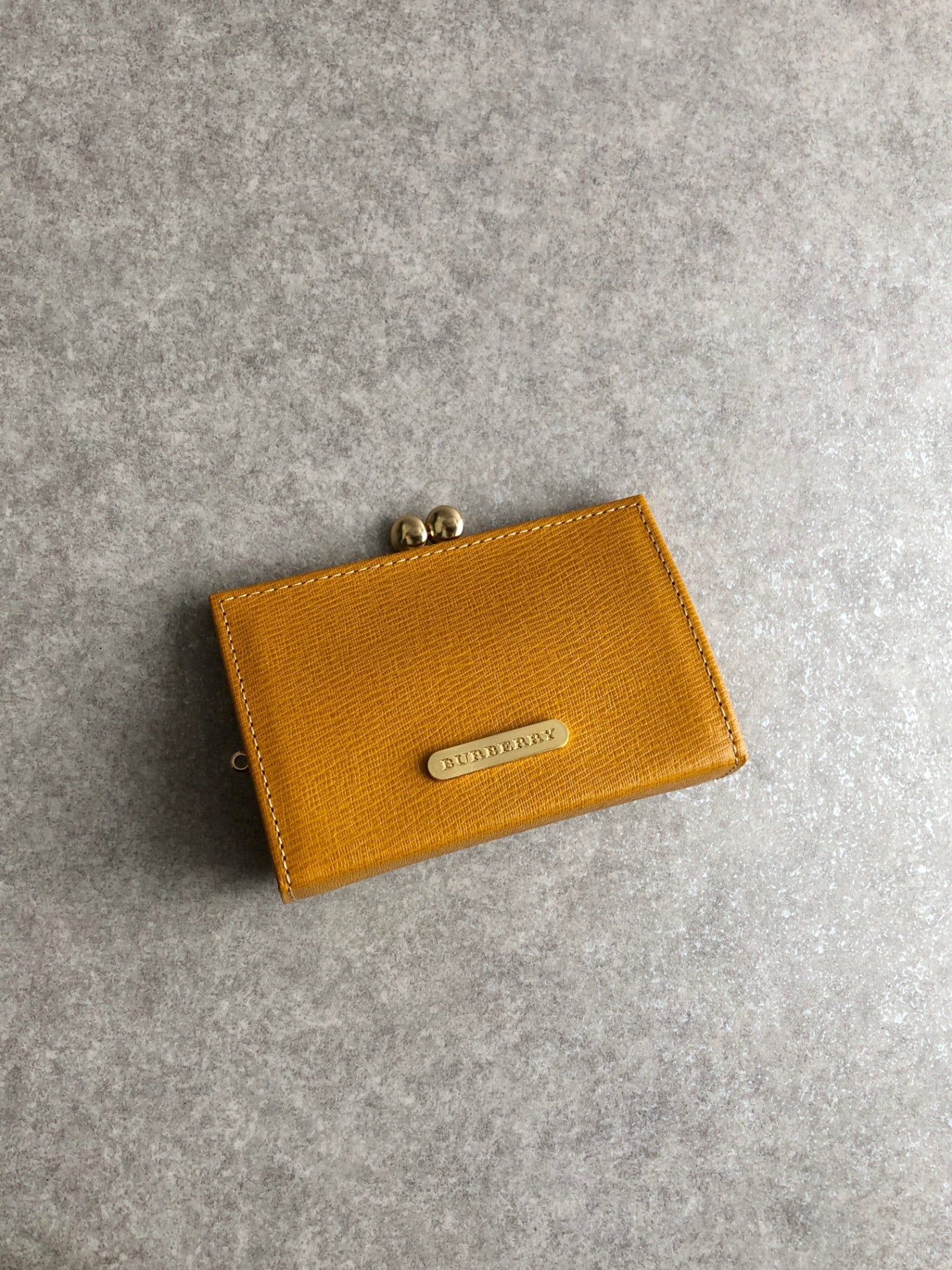 BURBERRY Logo Metal Clasp Coin Purse Yellow Vintage m834hs
