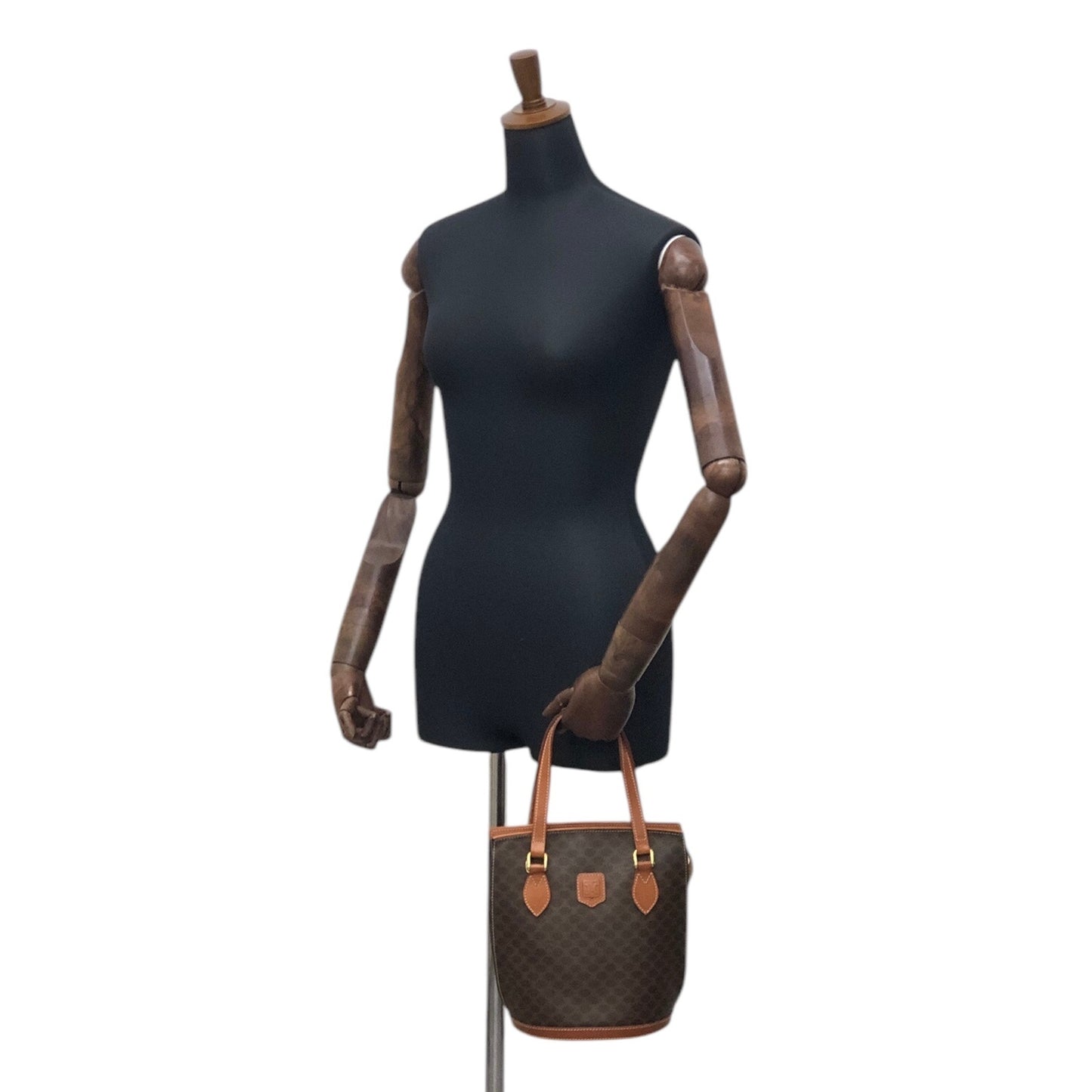 CELINE Macadam Blason Handbag Brown Vintage 5s22vy