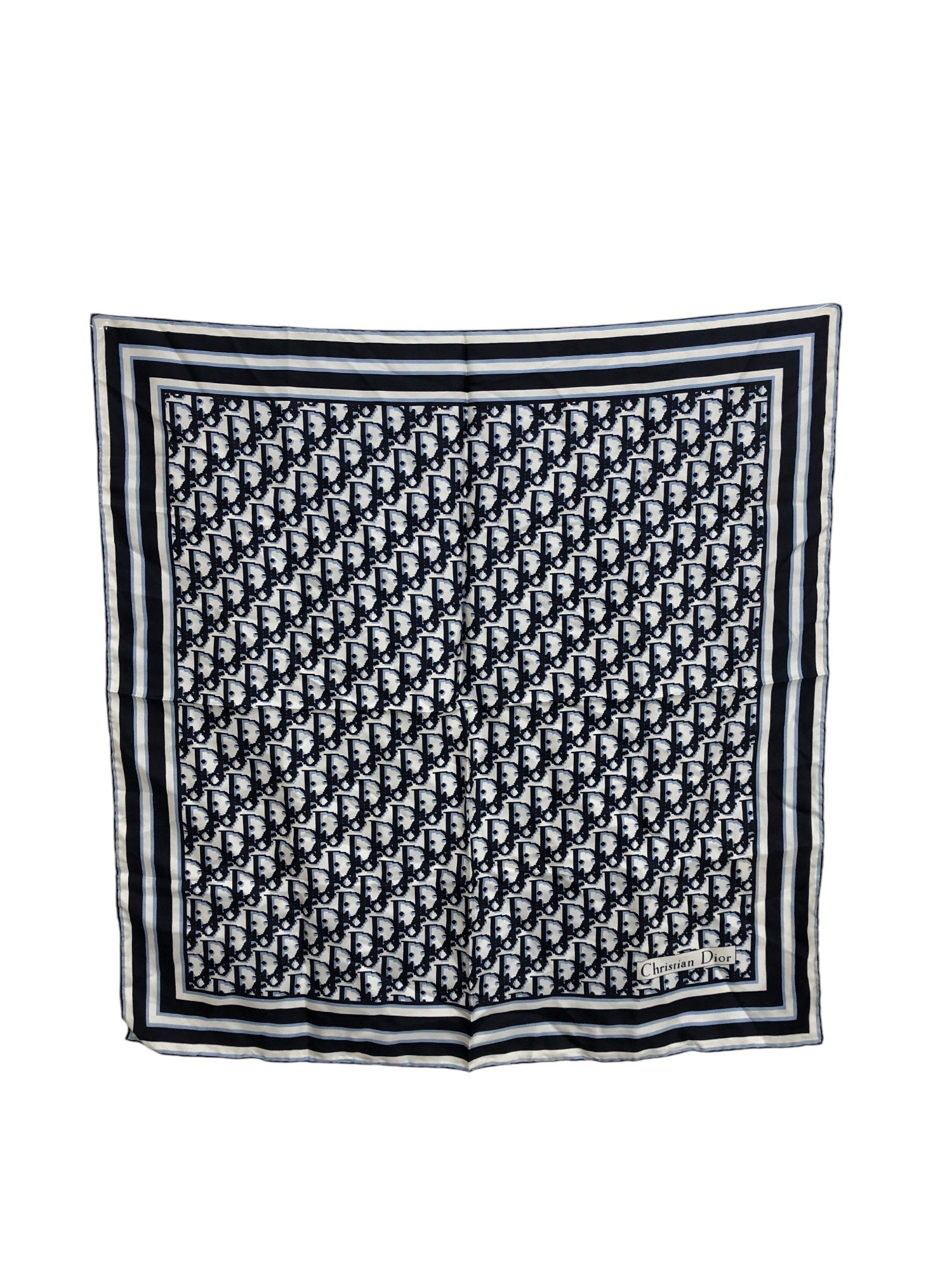 Christian Dior Trotter SILK Scarf Blue Vintage ev6t35