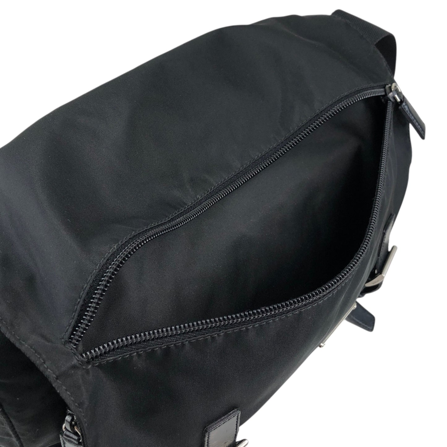 PRADA Tessuto Triangle Logo Shoulder bag Black Vintage wm6a24