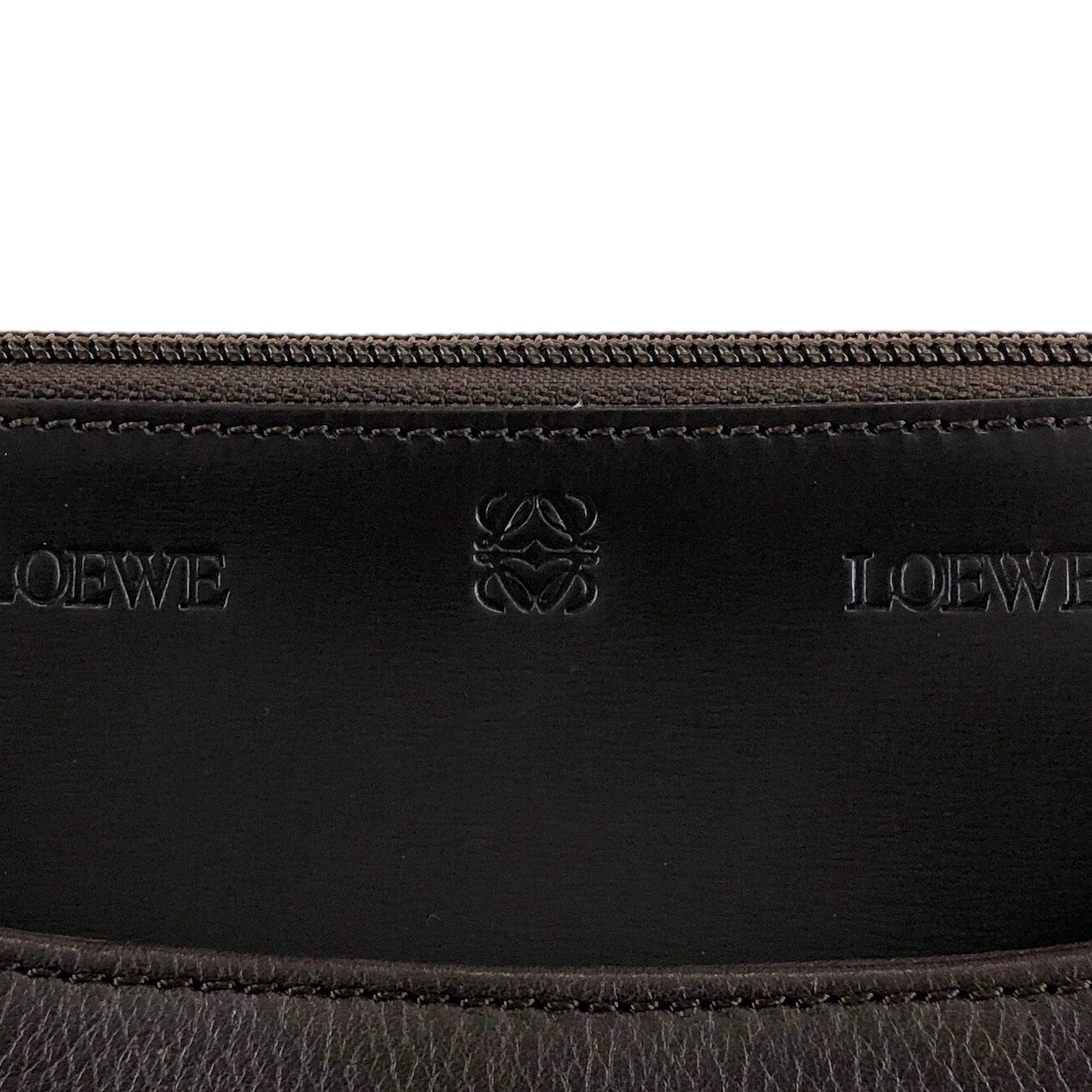 LOEWE Logo Embossed Shoulder bag Brown Vintage u3fpkx