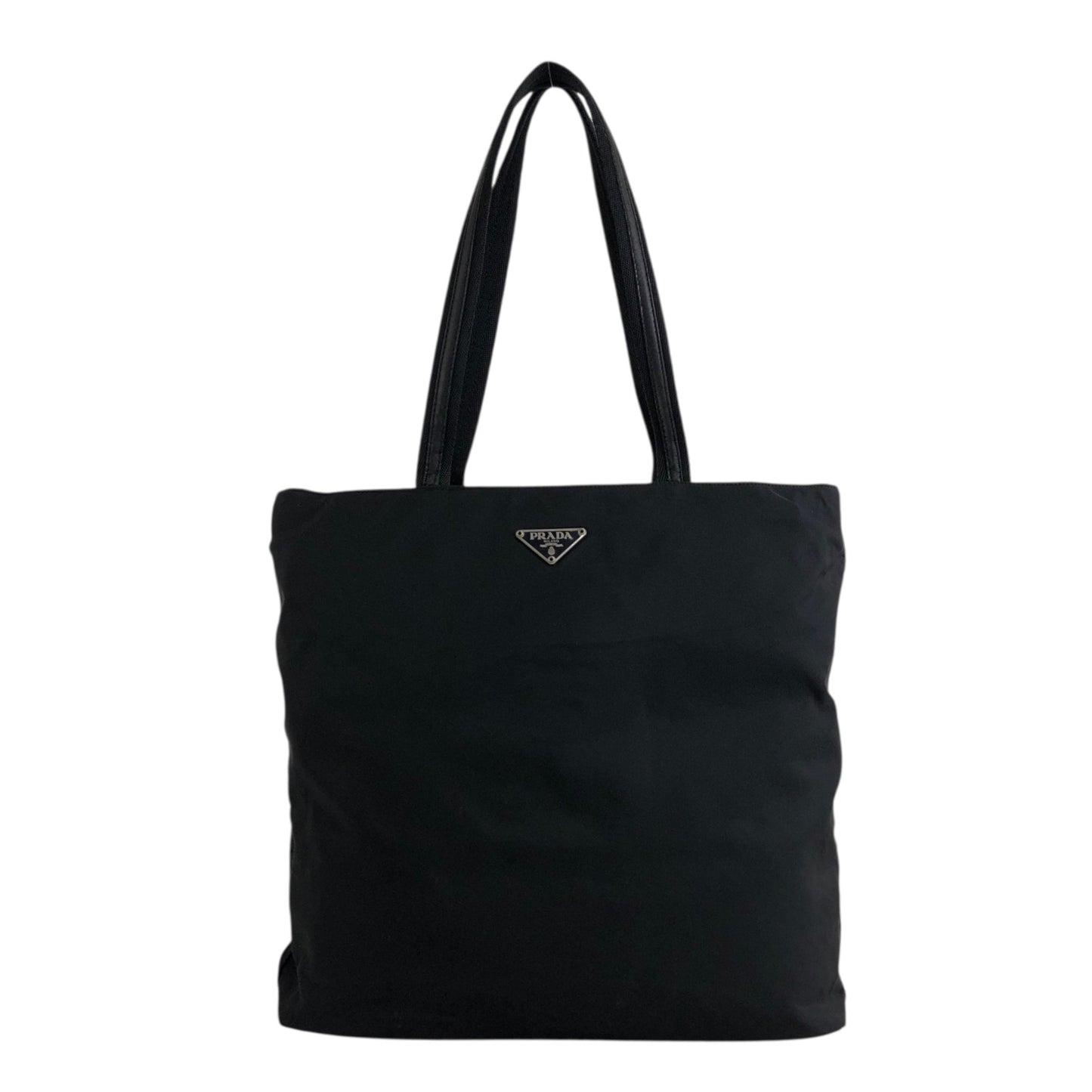 PRADA Tessuto Triangle Logo Totebag Black Vintage 885ief