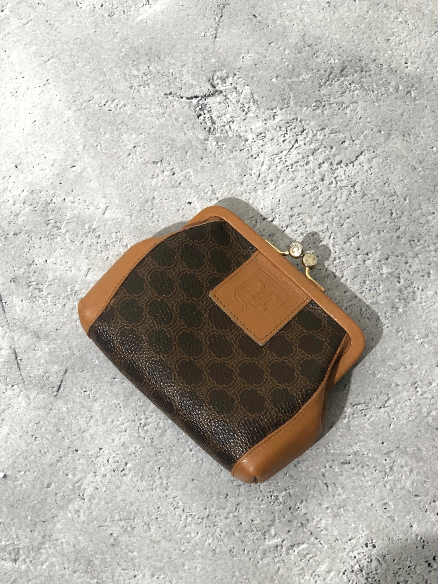 CELINE Macadam Blason 金屬扣零錢包棕色復古 g62ssc