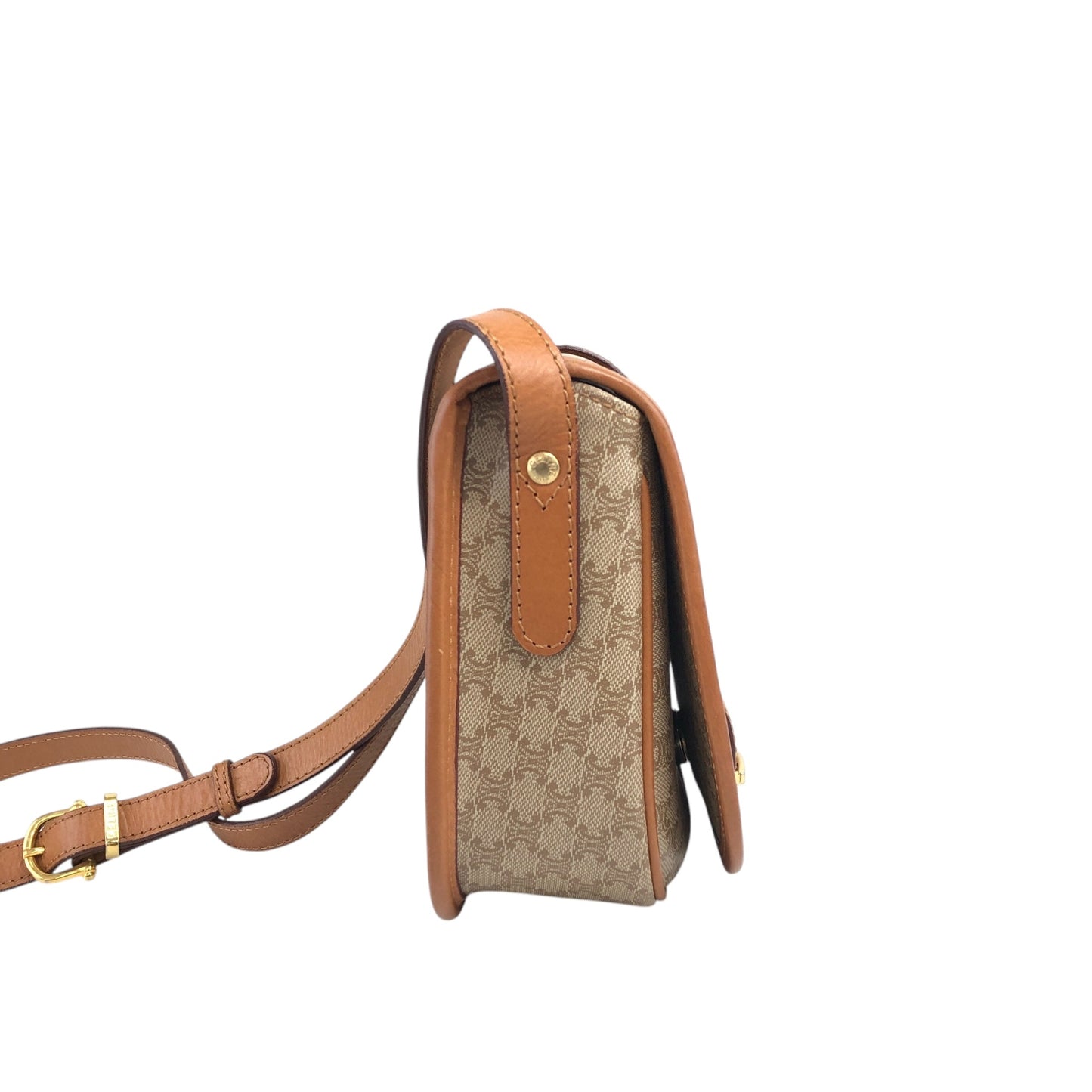 CELINE Macadam Front Buckle Shoulder bag Beige Vintage t3xmcc