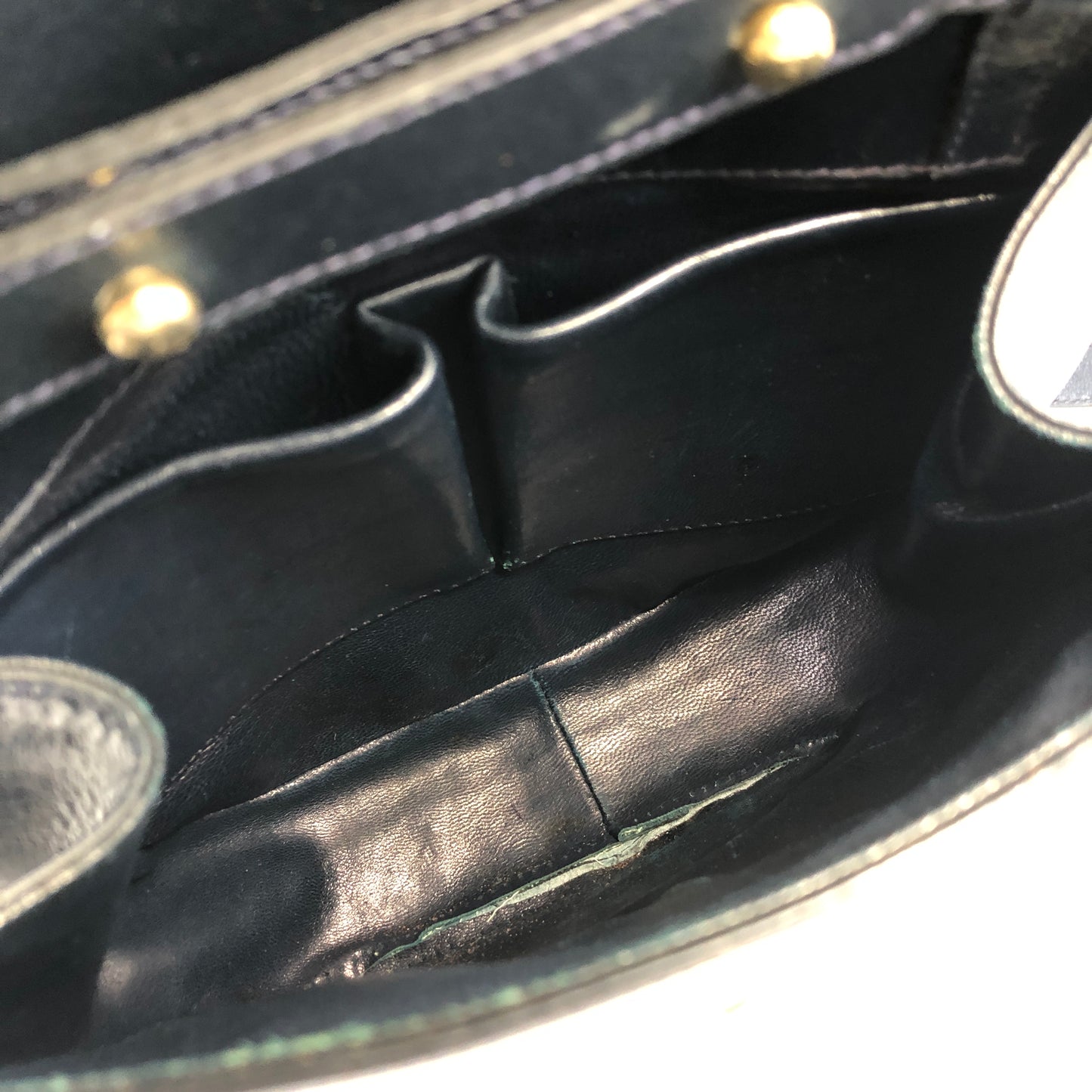 CELINE Triomphe Chain Leather Shoulder bag Navy Vintage admv2k