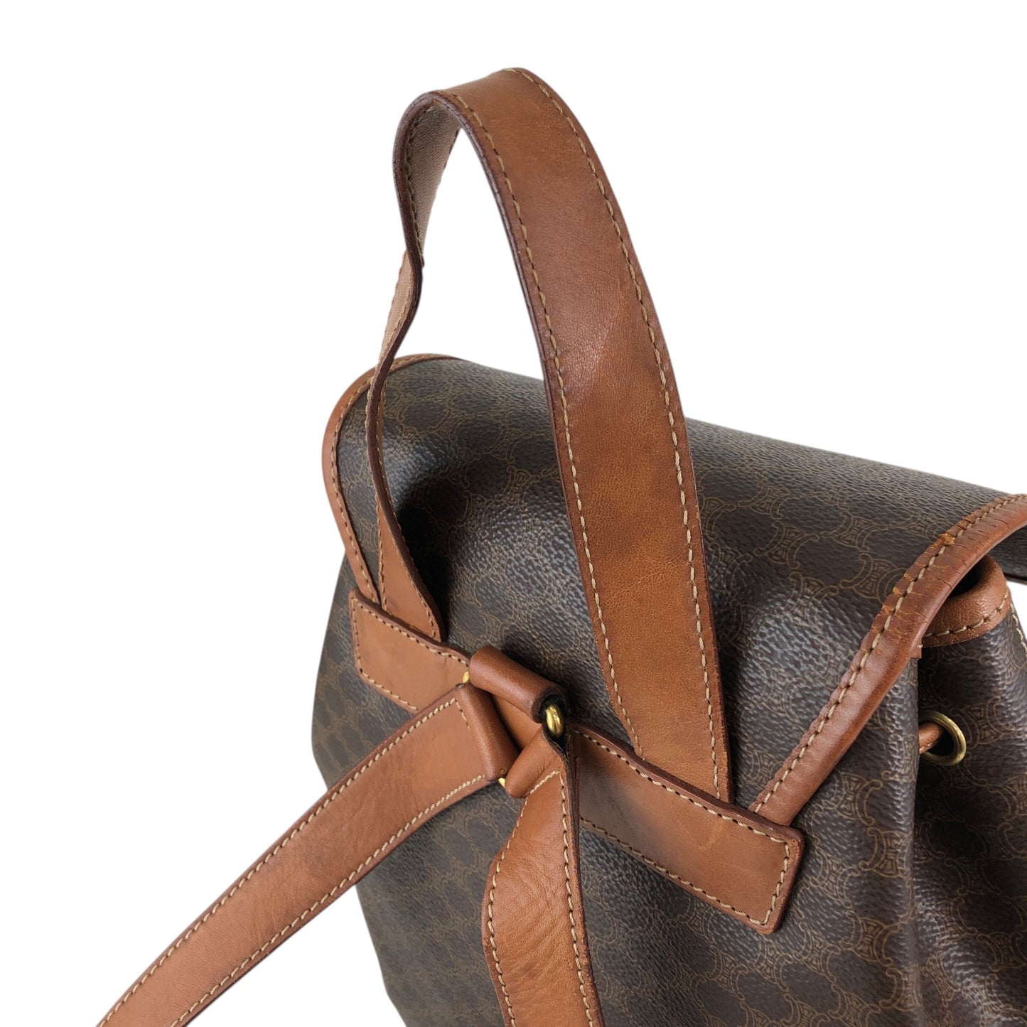 CELINE Macadam Front Buckle Backpack Brown Vintage 6yeab5