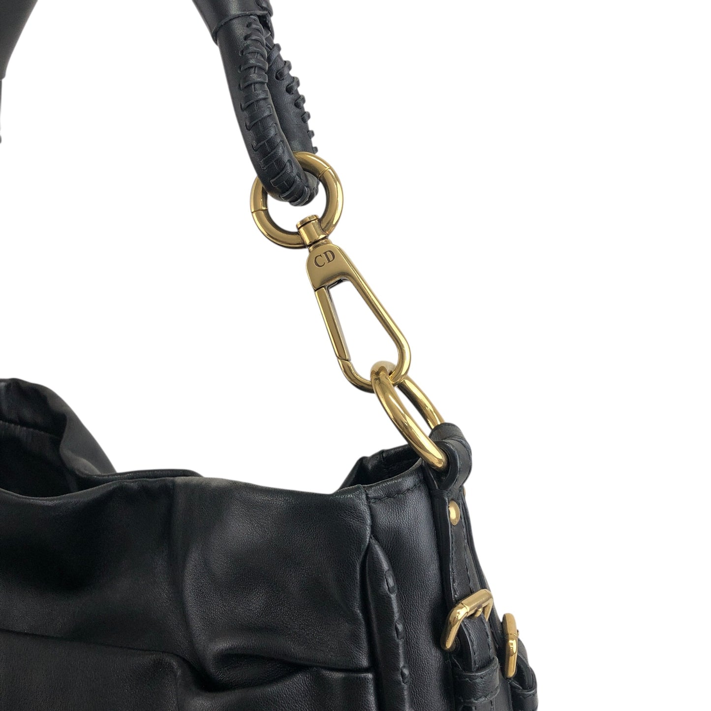 Christian Dior Logo Motif Shoulder bag Black Vintage fudavv